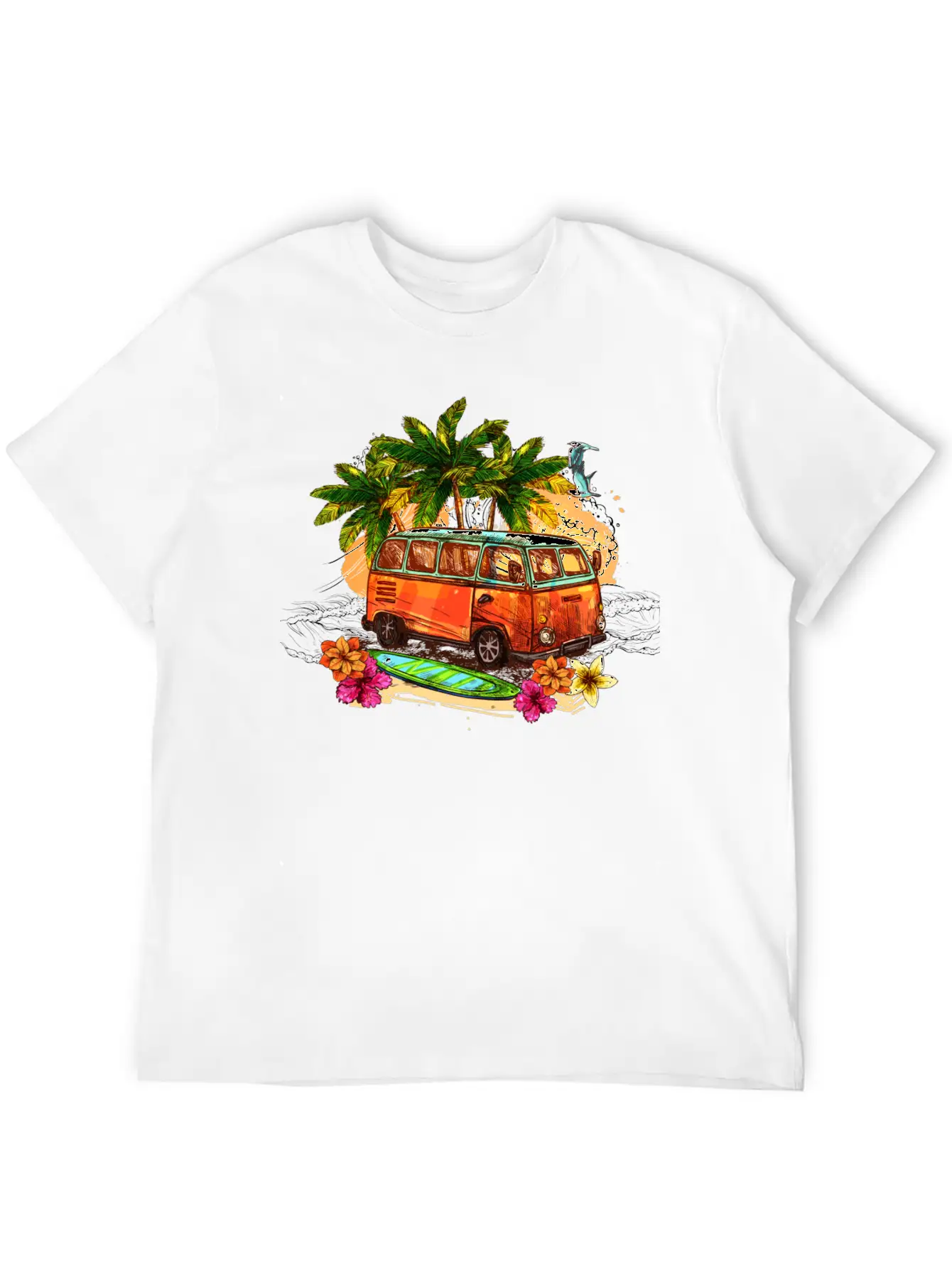 Beach Car Lightweight Cotton T-Shirt – Daily Comfort Graphic Shirt