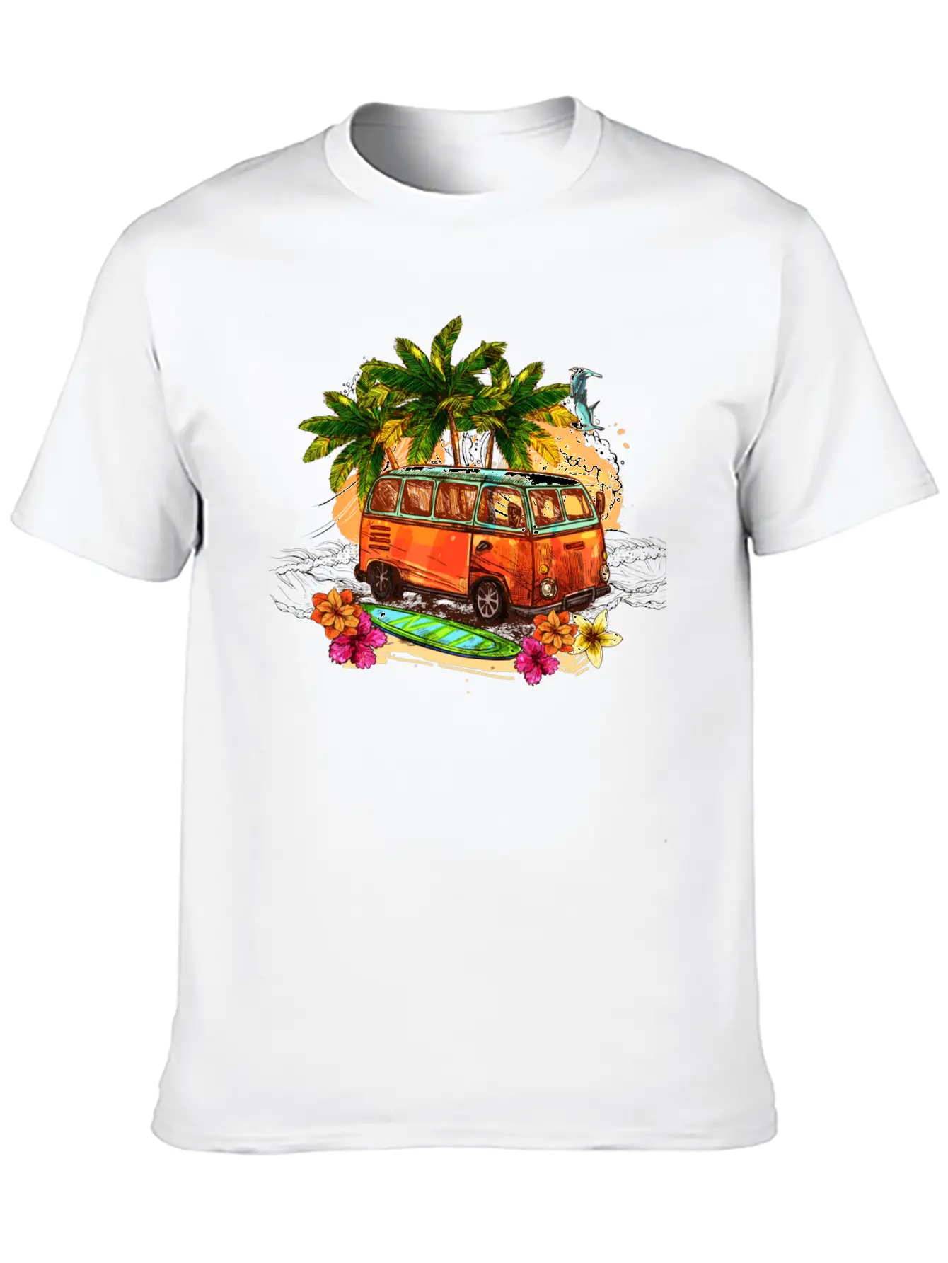 Beach Car Lightweight Cotton T-Shirt – Daily Comfort Graphic Shirt