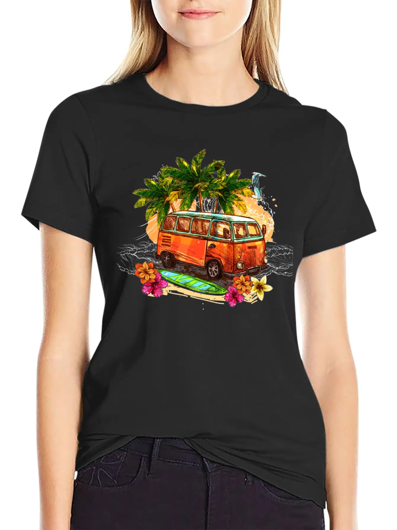 Beach Car Lightweight Cotton T-Shirt – Daily Comfort Graphic Shirt