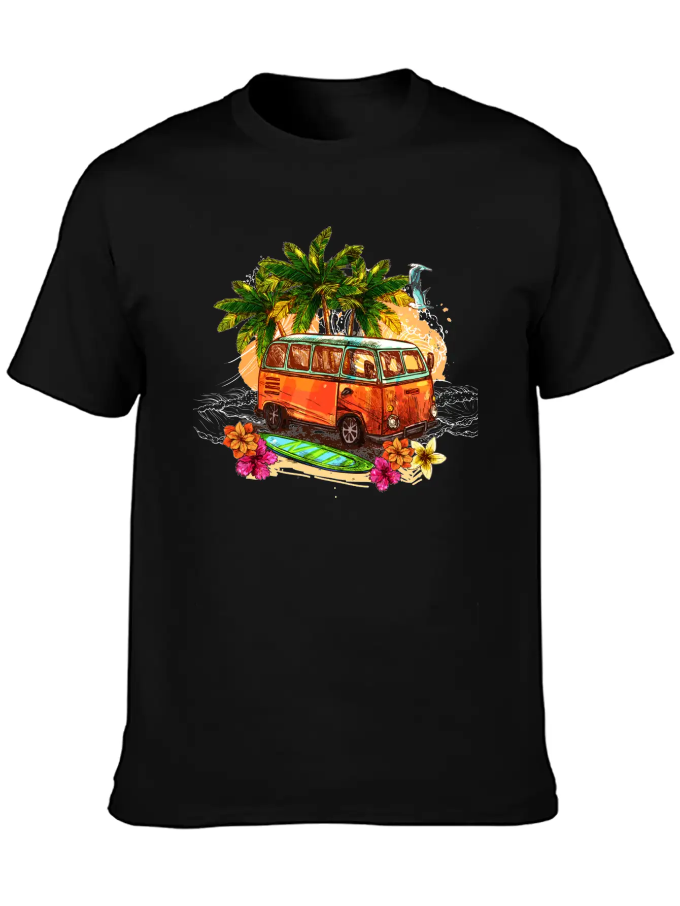 Beach Car Lightweight Cotton T-Shirt – Daily Comfort Graphic Shirt