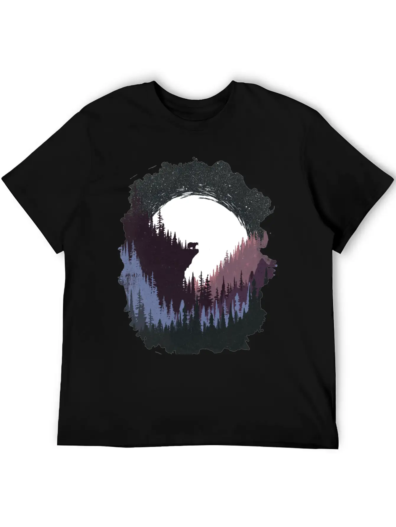 Bear And Moon Lightweight Cotton T-Shirt – Daily Comfort Graphic Shirt
