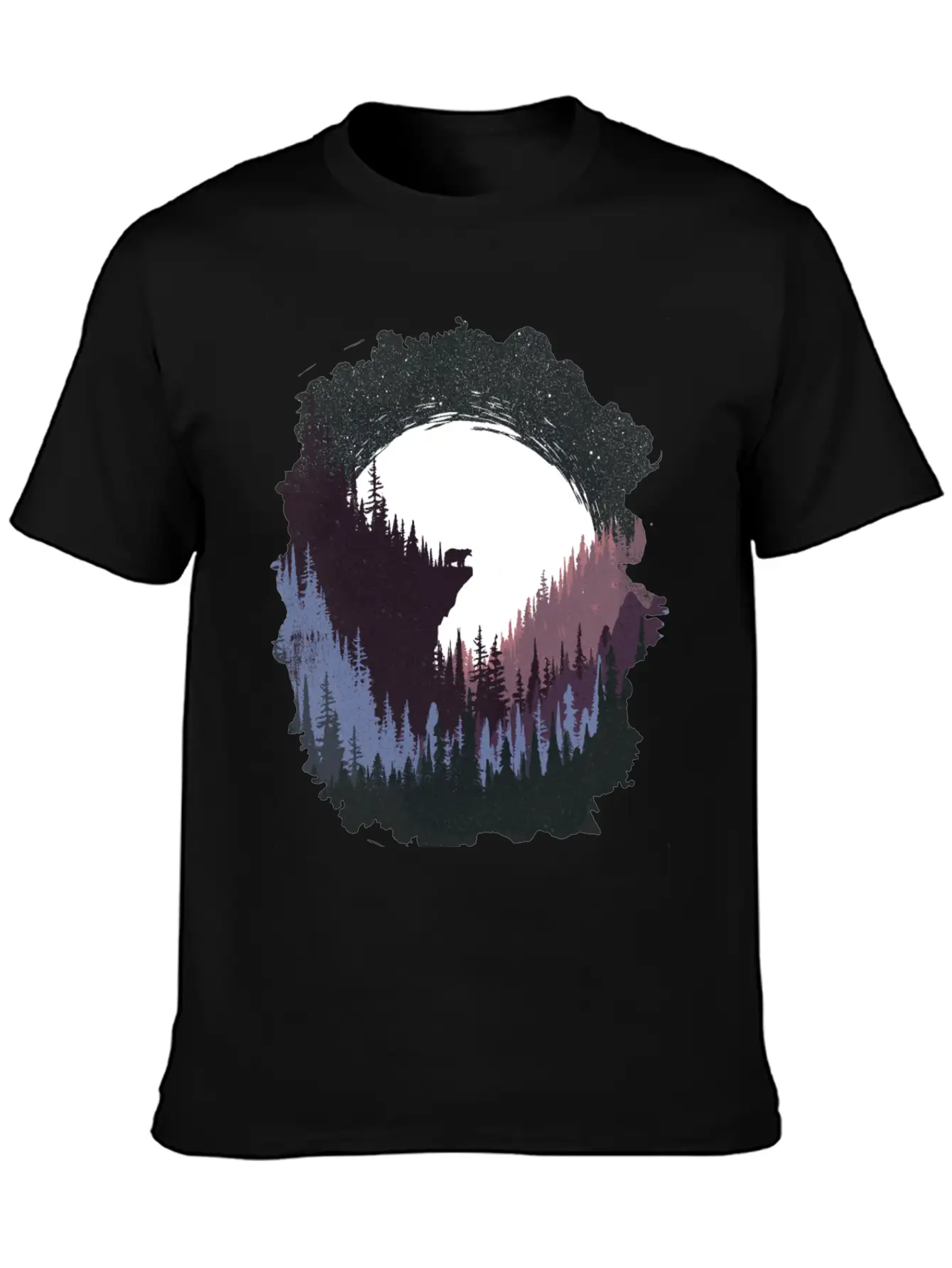 Bear And Moon Lightweight Cotton T-Shirt – Daily Comfort Graphic Shirt