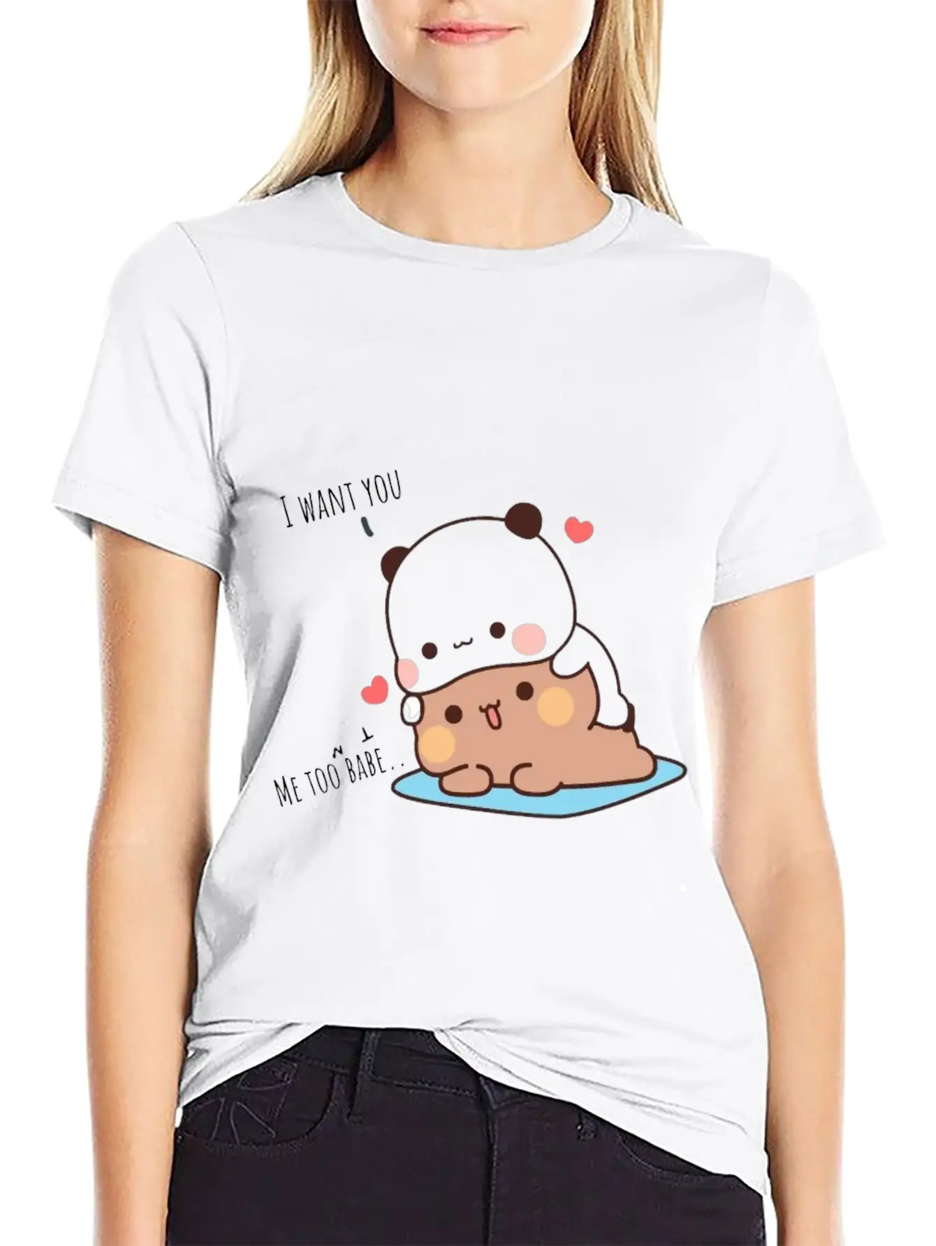 Bear And Panda Couple Quote Lightweight Cotton T-Shirt – Daily Comfort Graphic Shirt