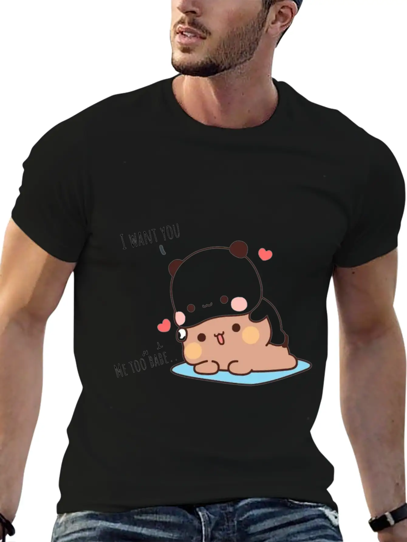 Bear And Panda Couple Quote Lightweight Cotton T-Shirt – Daily Comfort Graphic Shirt