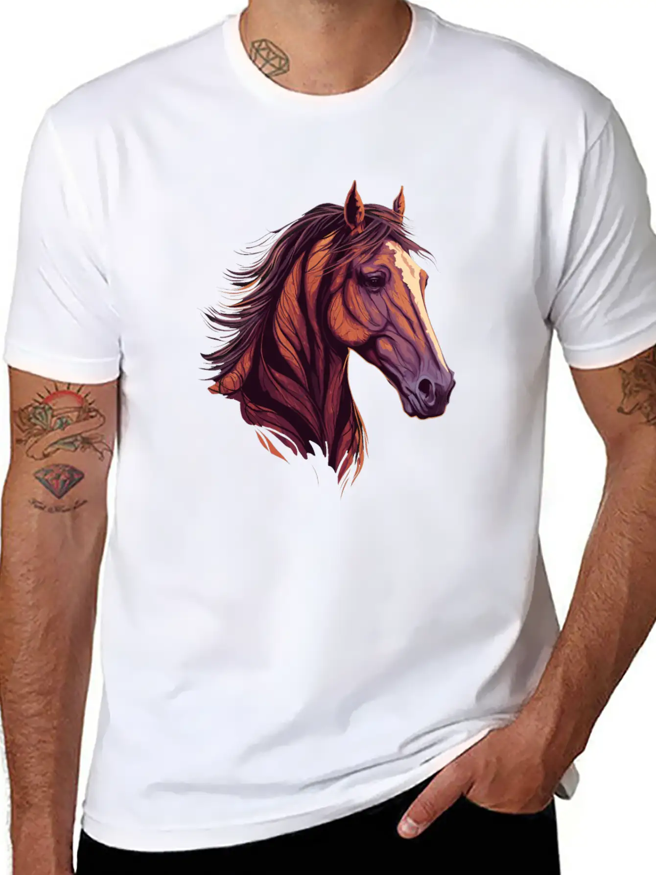 Beautiful Head Of Horse Lightweight Cotton T-Shirt – Daily Comfort Graphic Shirt