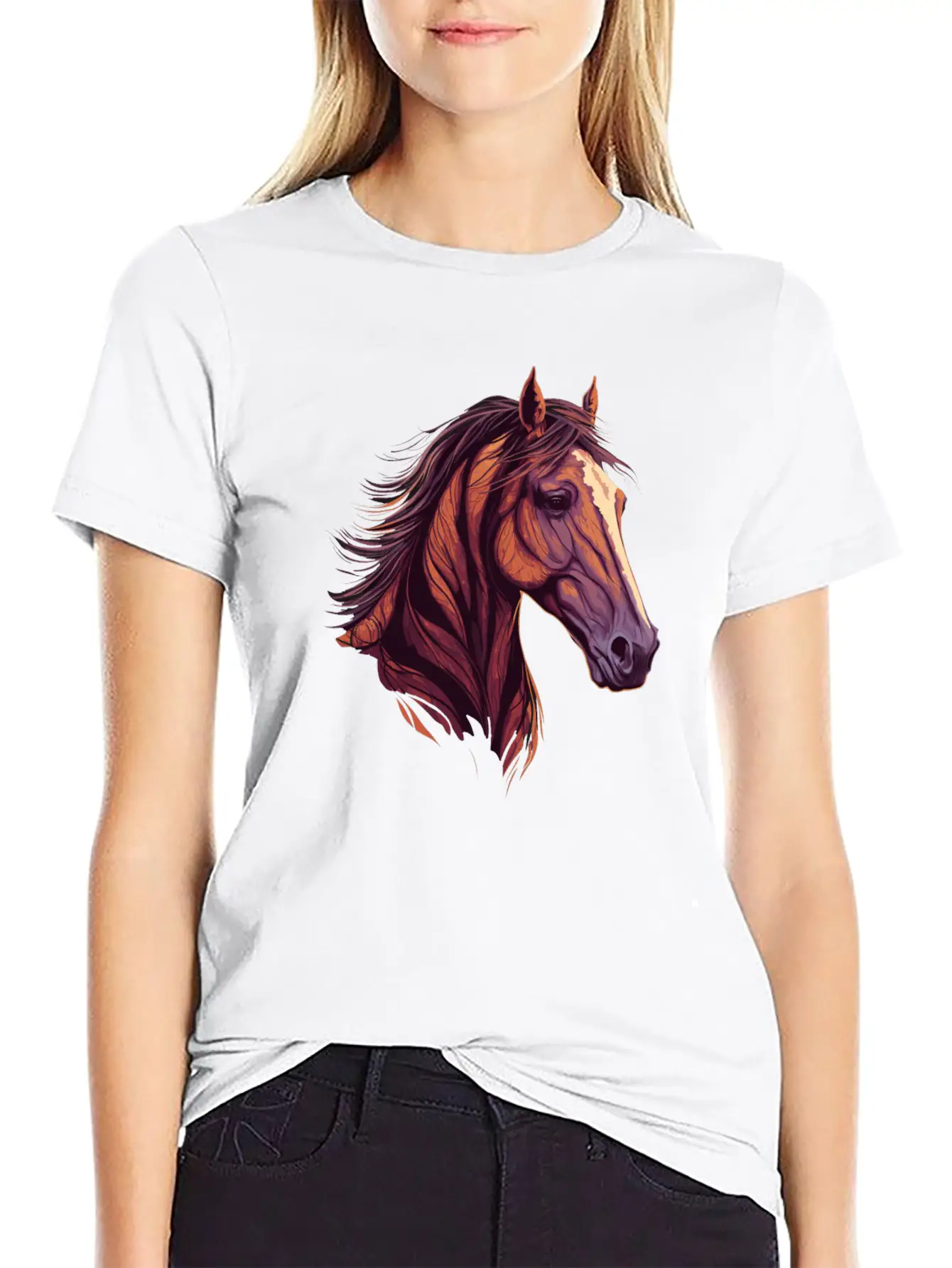 Beautiful Head Of Horse Lightweight Cotton T-Shirt – Daily Comfort Graphic Shirt