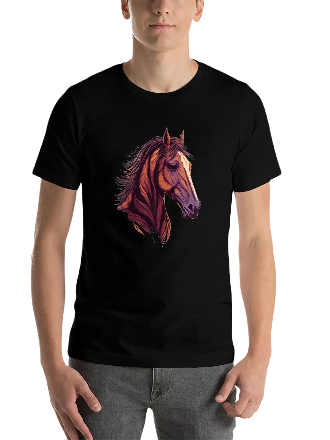 Beautiful Head Of Horse Lightweight Cotton T-Shirt – Daily Comfort Graphic Shirt