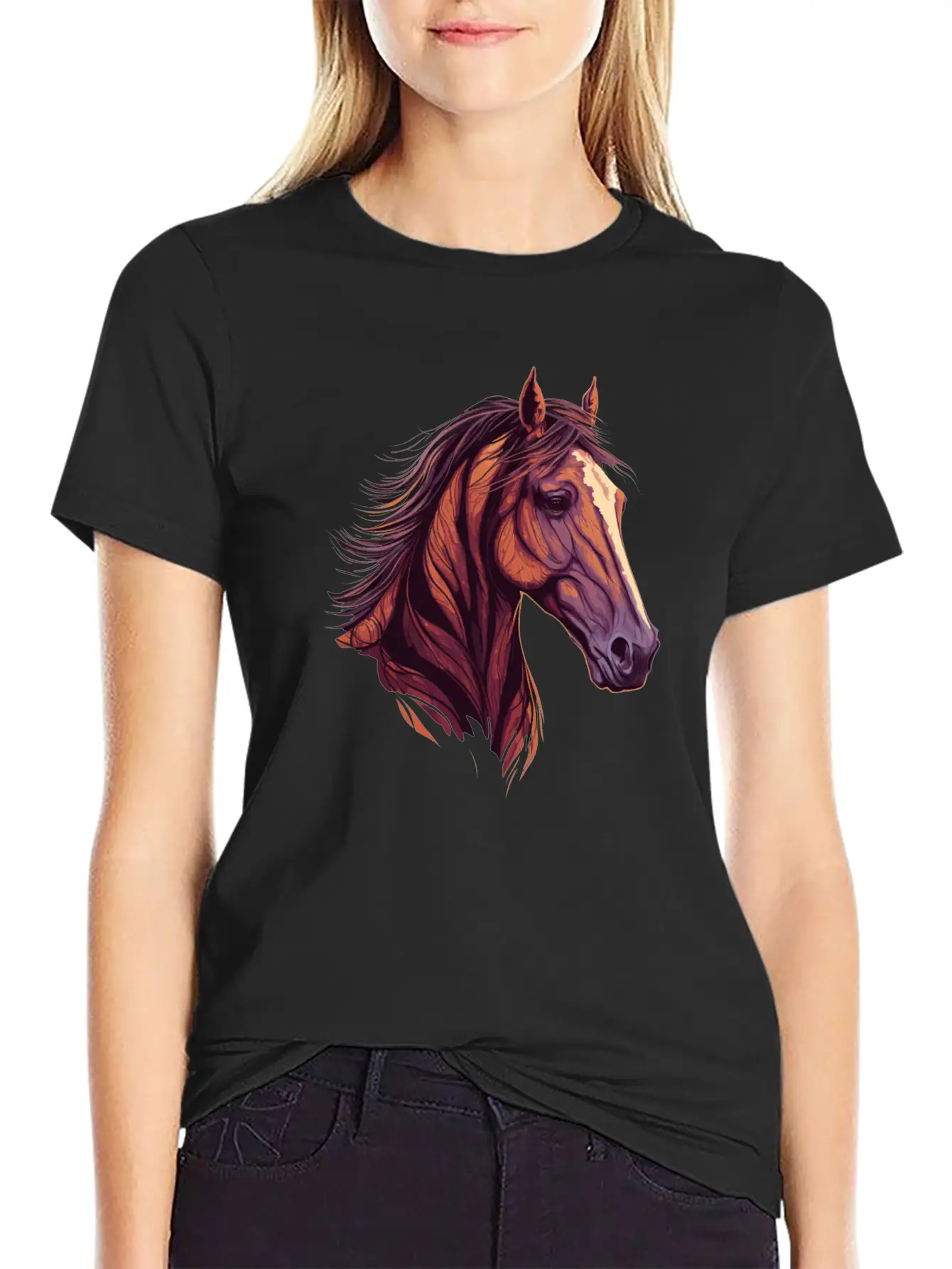 Beautiful Head Of Horse Lightweight Cotton T-Shirt – Daily Comfort Graphic Shirt
