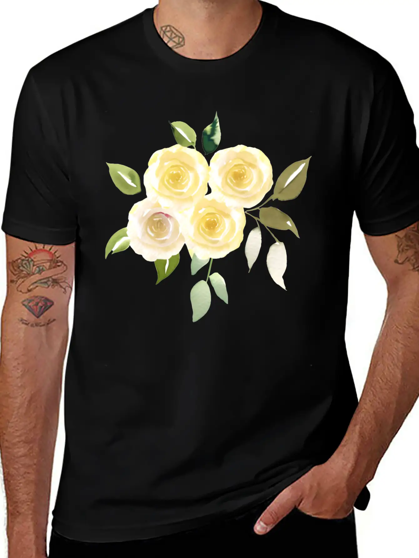 Beautiful Yellow Roses Lightweight Cotton T-Shirt – Daily Comfort Graphic Shirt