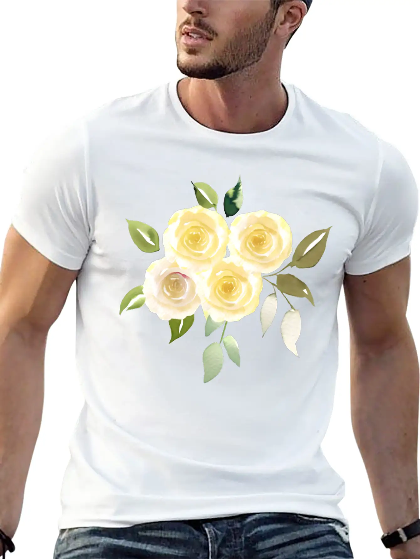 Beautiful Yellow Roses Lightweight Cotton T-Shirt – Daily Comfort Graphic Shirt