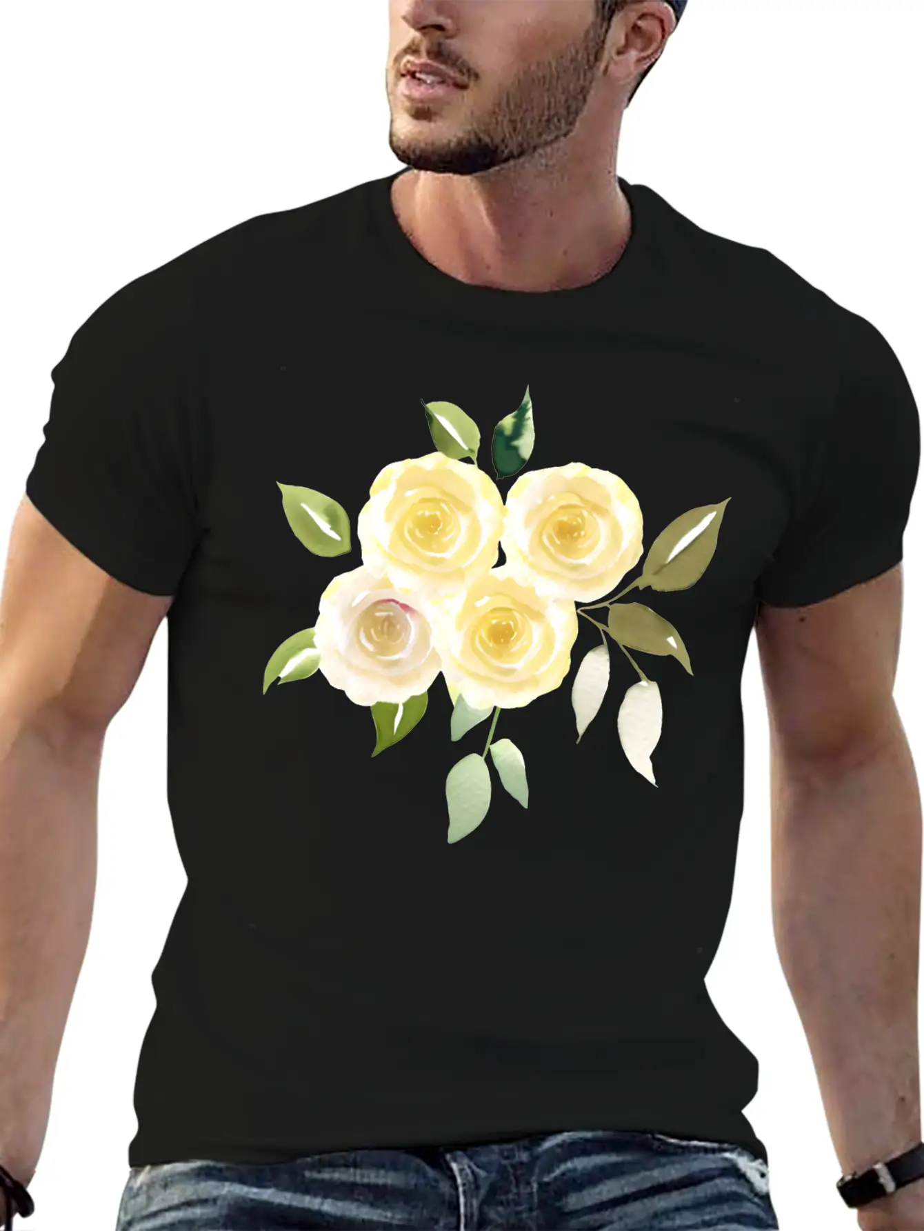 Beautiful Yellow Roses Lightweight Cotton T-Shirt – Daily Comfort Graphic Shirt