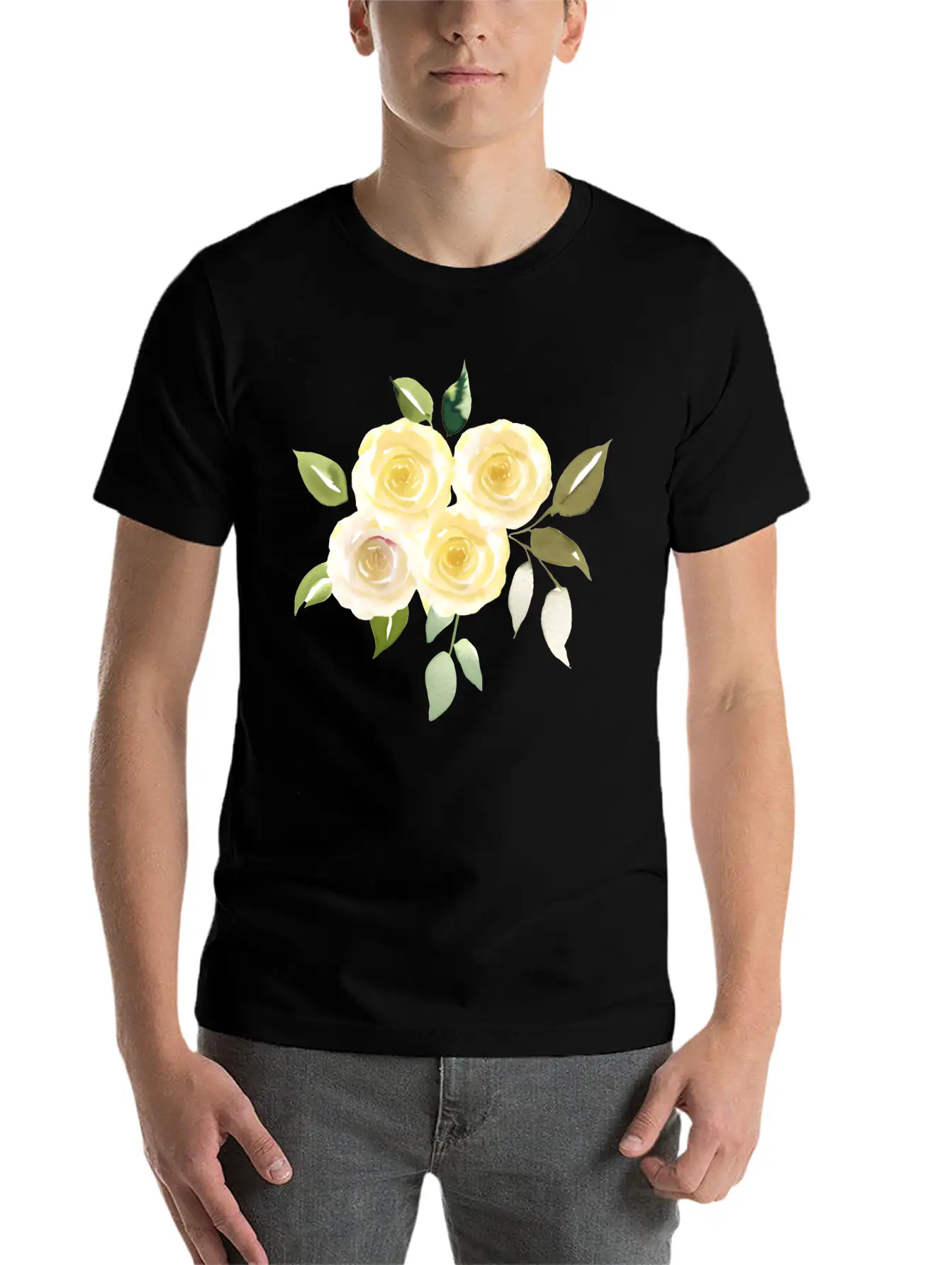Beautiful Yellow Roses Lightweight Cotton T-Shirt – Daily Comfort Graphic Shirt