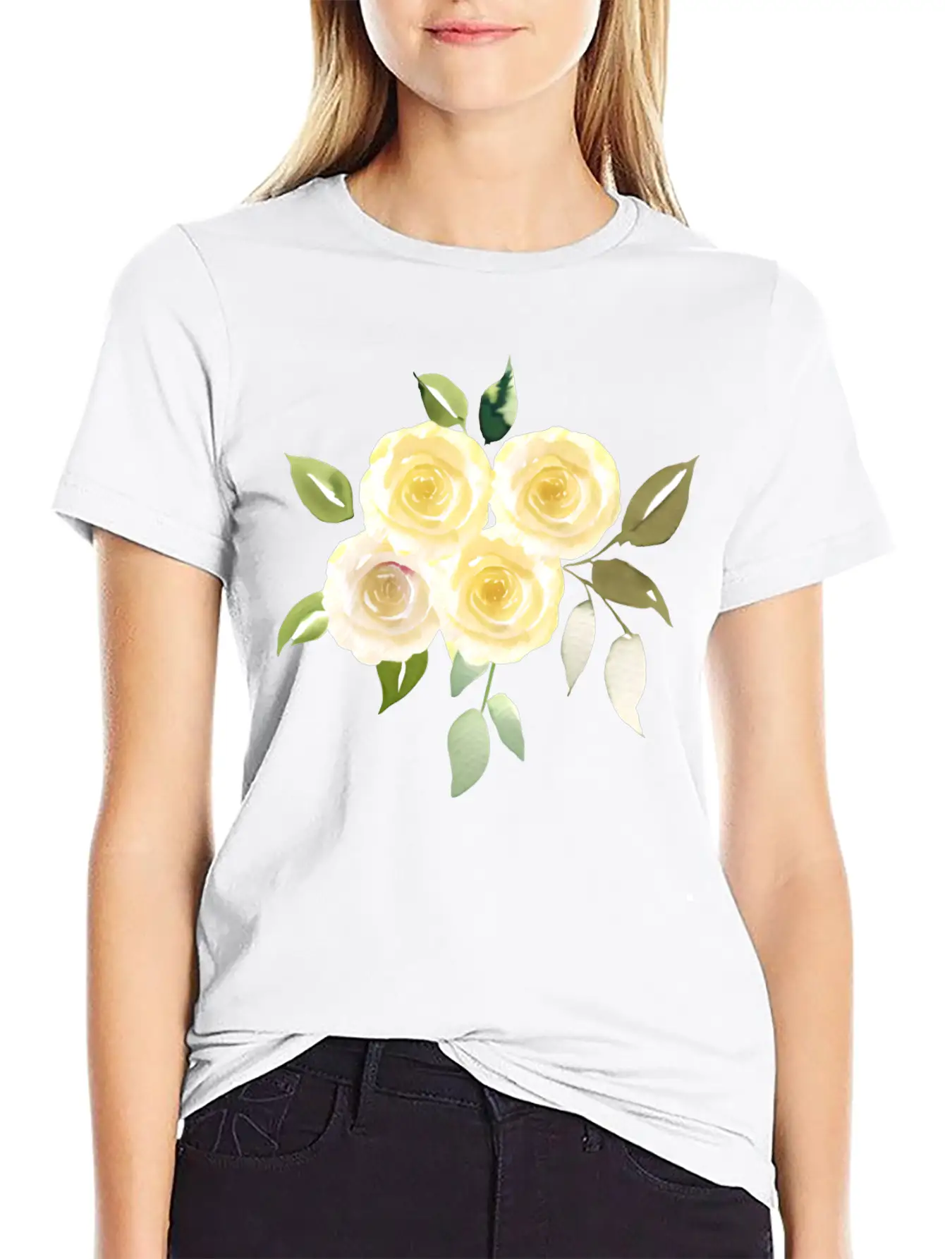 Beautiful Yellow Roses Lightweight Cotton T-Shirt – Daily Comfort Graphic Shirt