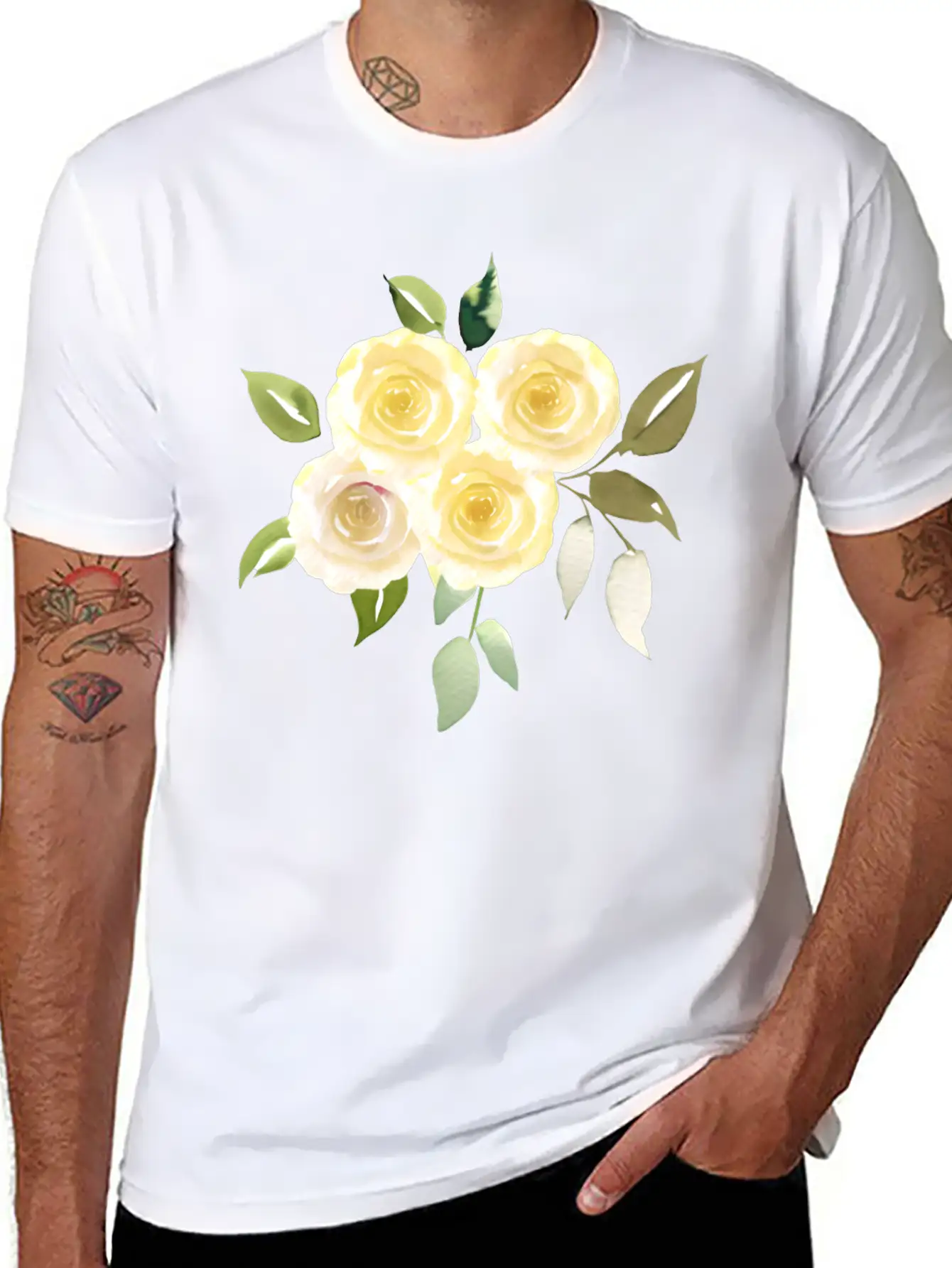 Beautiful Yellow Roses Lightweight Cotton T-Shirt – Daily Comfort Graphic Shirt