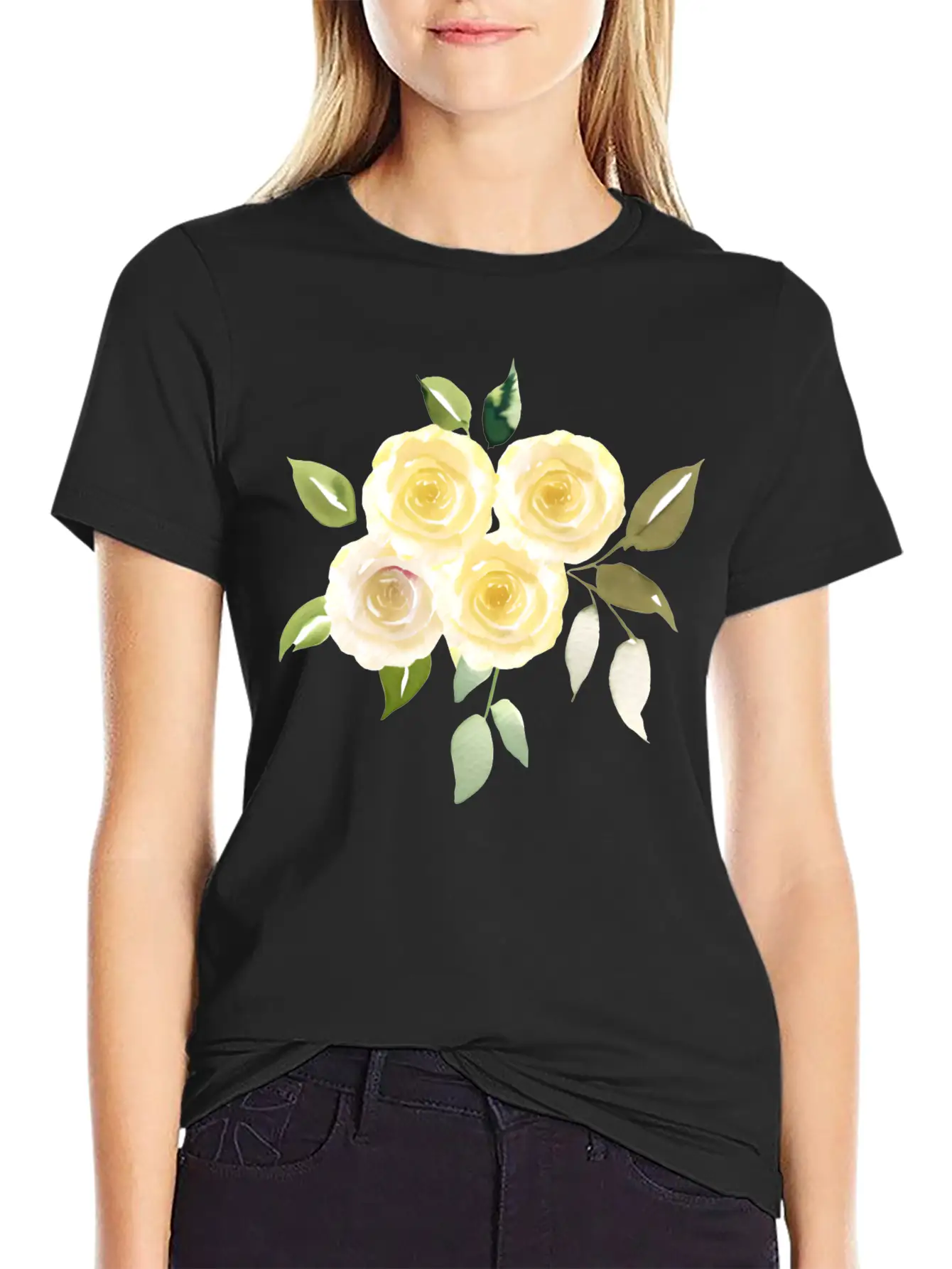 Beautiful Yellow Roses Lightweight Cotton T-Shirt – Daily Comfort Graphic Shirt