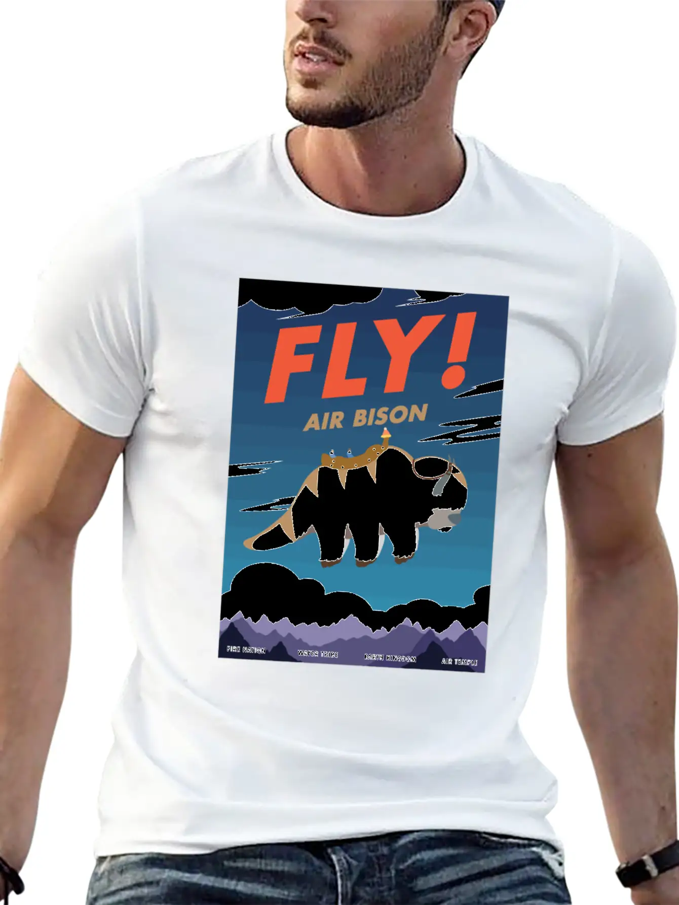 Bison Airline Poster Fly Air Bison Lightweight Cotton T-Shirt – Daily Comfort Graphic Shirt