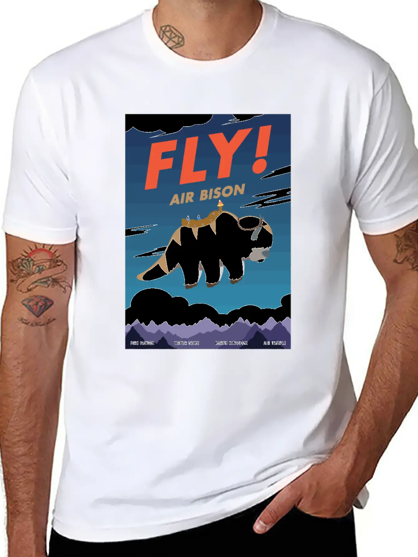 Bison Airline Poster Fly Air Bison Lightweight Cotton T-Shirt – Daily Comfort Graphic Shirt