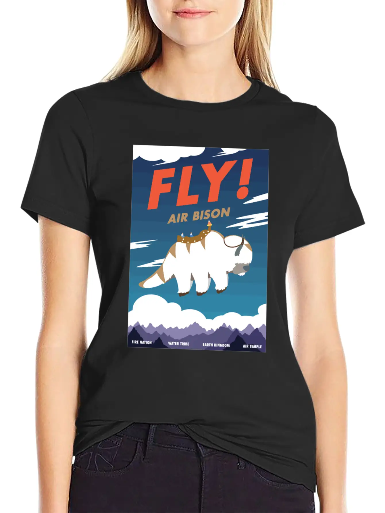 Bison Airline Poster Fly Air Bison Lightweight Cotton T-Shirt – Daily Comfort Graphic Shirt