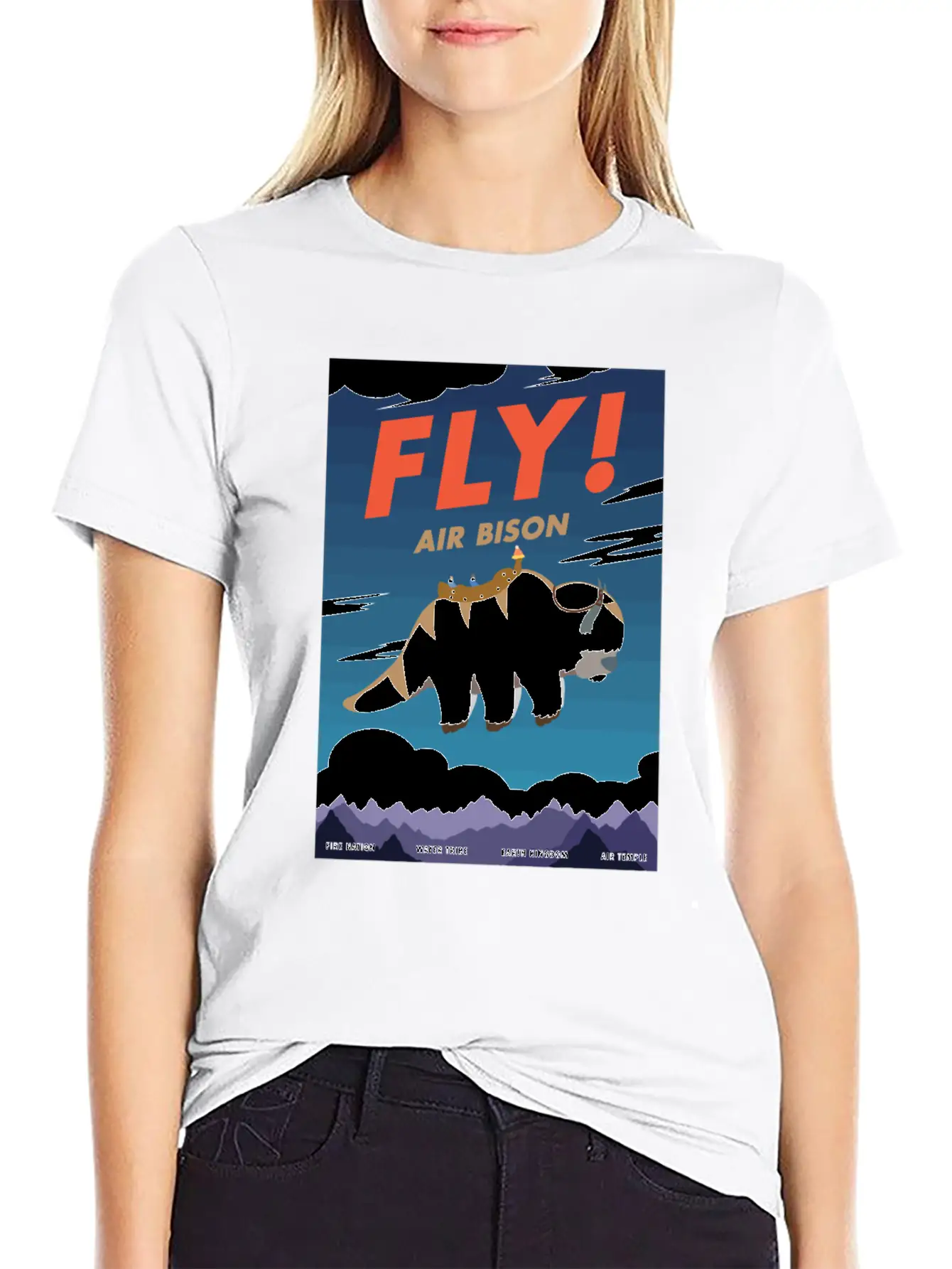 Bison Airline Poster Fly Air Bison Lightweight Cotton T-Shirt – Daily Comfort Graphic Shirt