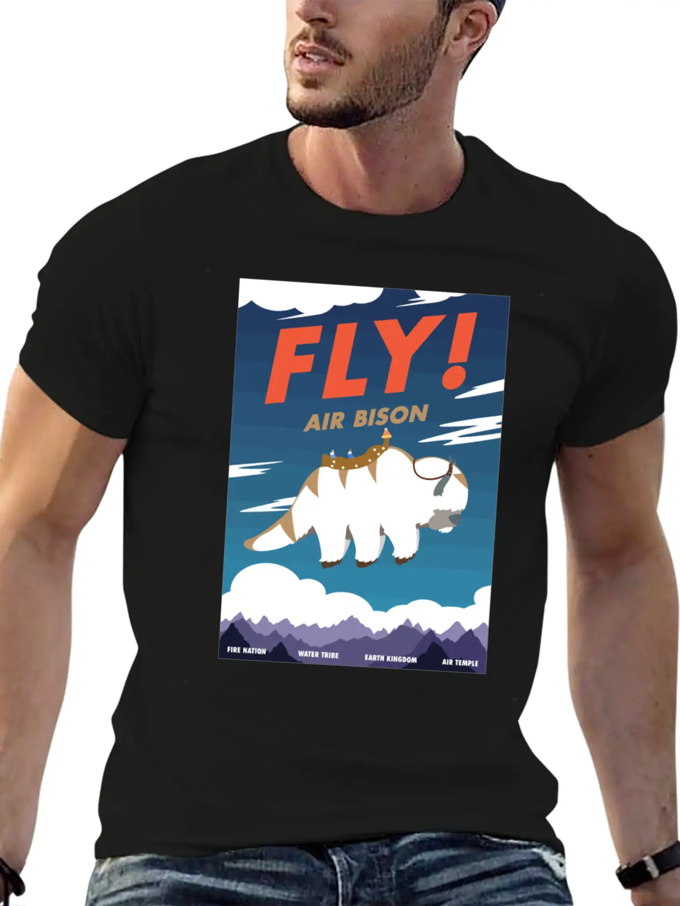 Bison Airline Poster Fly Air Bison Lightweight Cotton T-Shirt – Daily Comfort Graphic Shirt