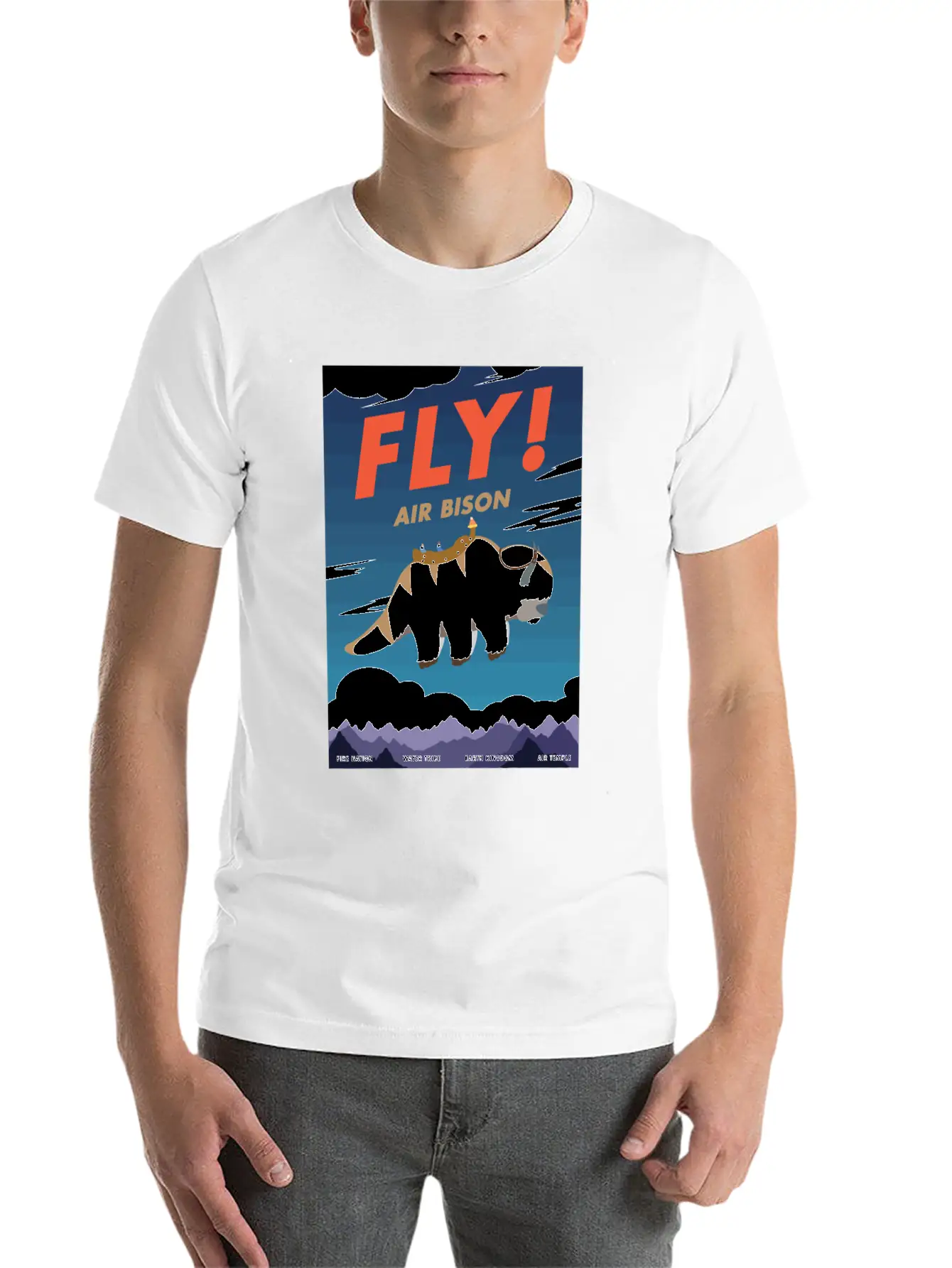 Bison Airline Poster Fly Air Bison Lightweight Cotton T-Shirt – Daily Comfort Graphic Shirt
