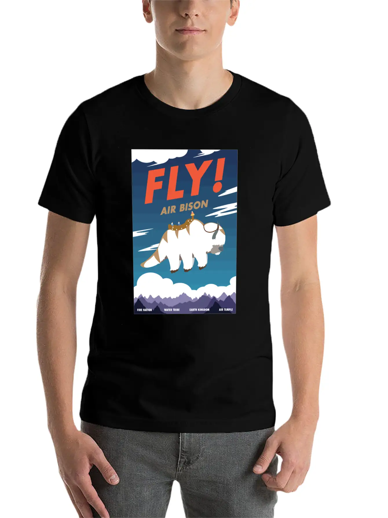 Bison Airline Poster Fly Air Bison Lightweight Cotton T-Shirt – Daily Comfort Graphic Shirt