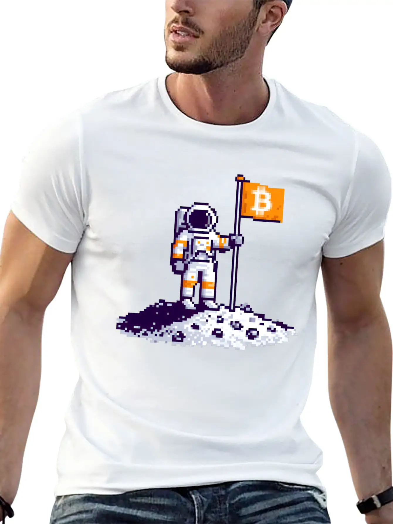 Bitcoin Moon Lightweight Cotton T-Shirt – Daily Comfort Graphic Shirt