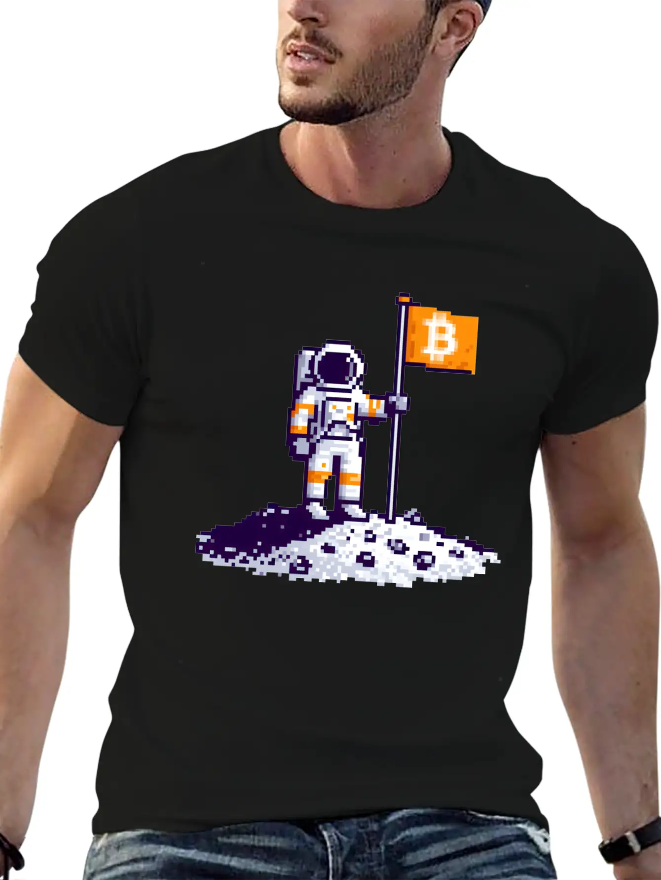 Bitcoin Moon Lightweight Cotton T-Shirt – Daily Comfort Graphic Shirt