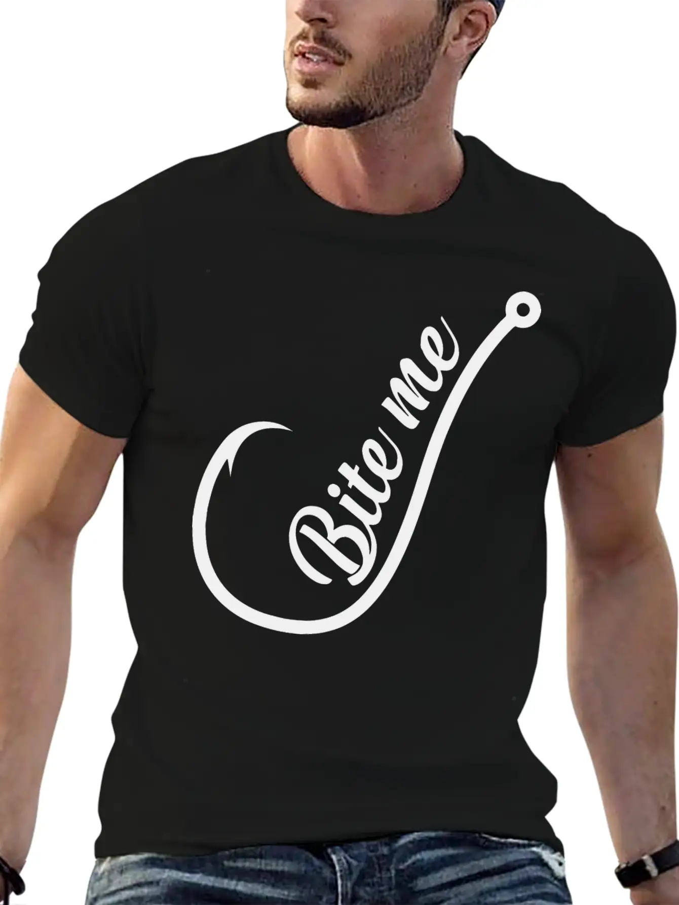 Bite Me Hook Lightweight Cotton T-Shirt – Daily Comfort Graphic Shirt