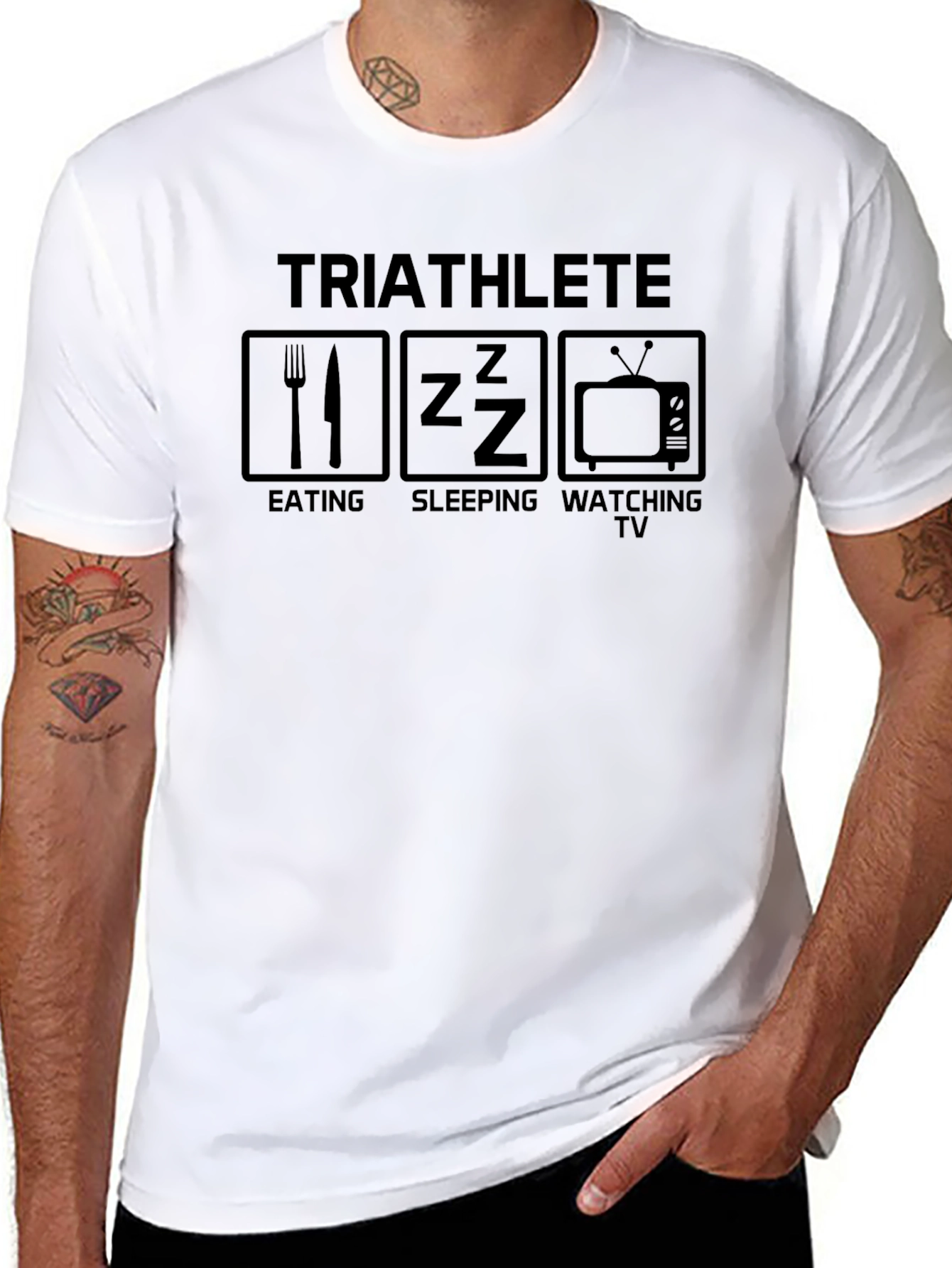 Triathlete Eat Sleep Watch TV Black T-Shirt