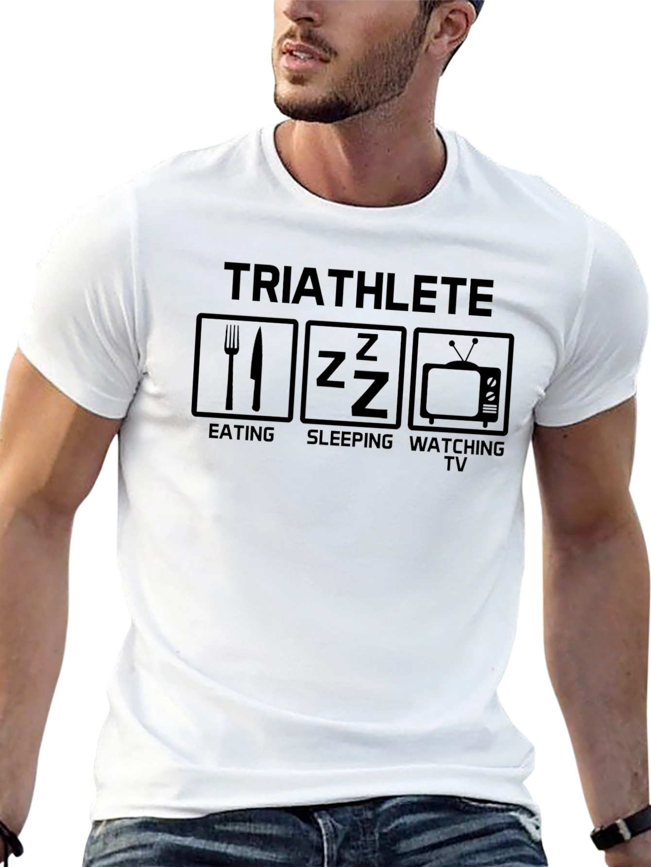 Triathlete Eat Sleep Watch TV Black T-Shirt
