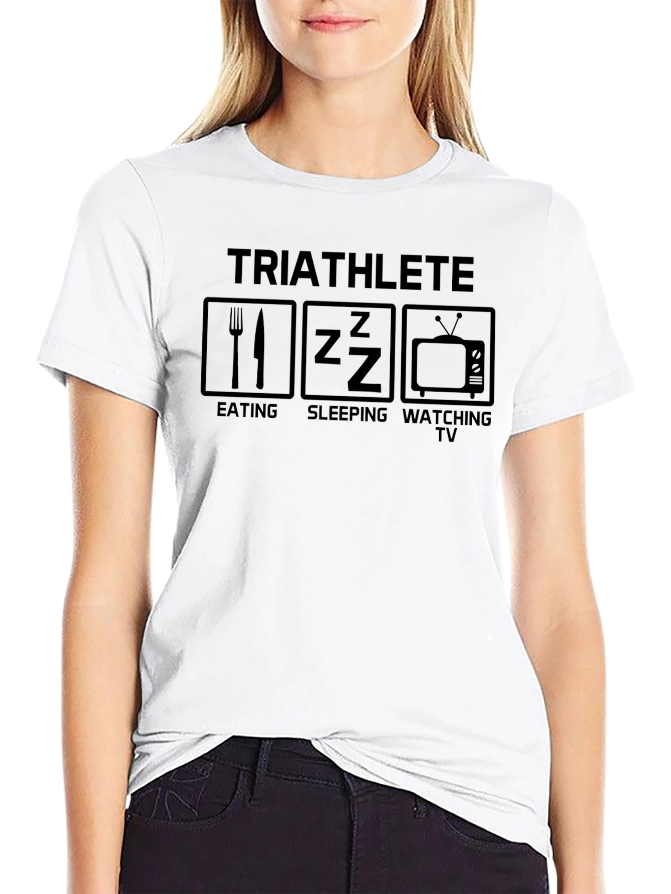 Triathlete Eat Sleep Watch TV Black T-Shirt