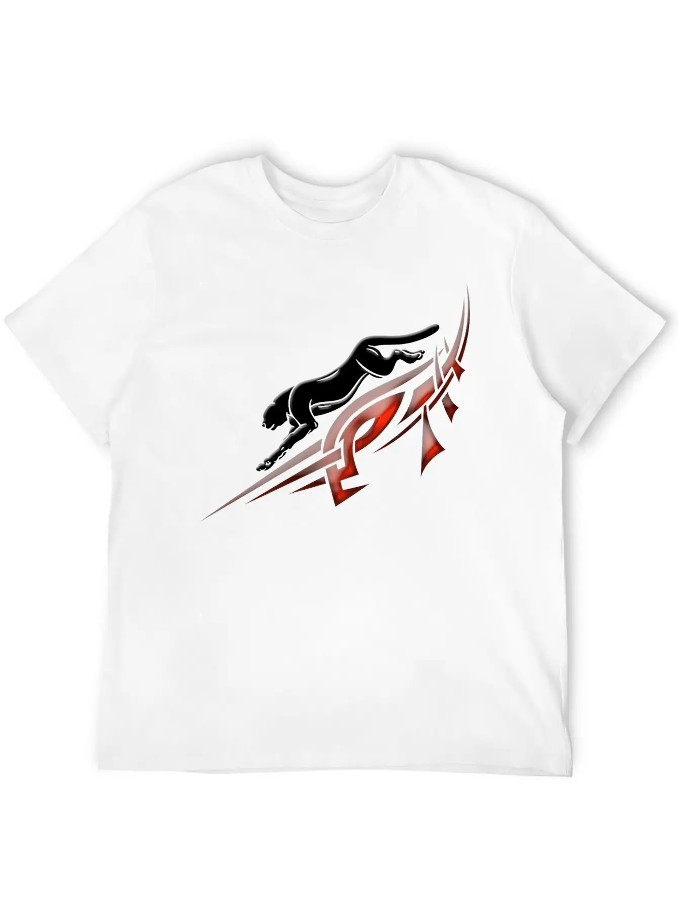 Black Panther With Red Tribal Tattoo Lightweight Cotton T-Shirt – Daily Comfort Graphic Shirt
