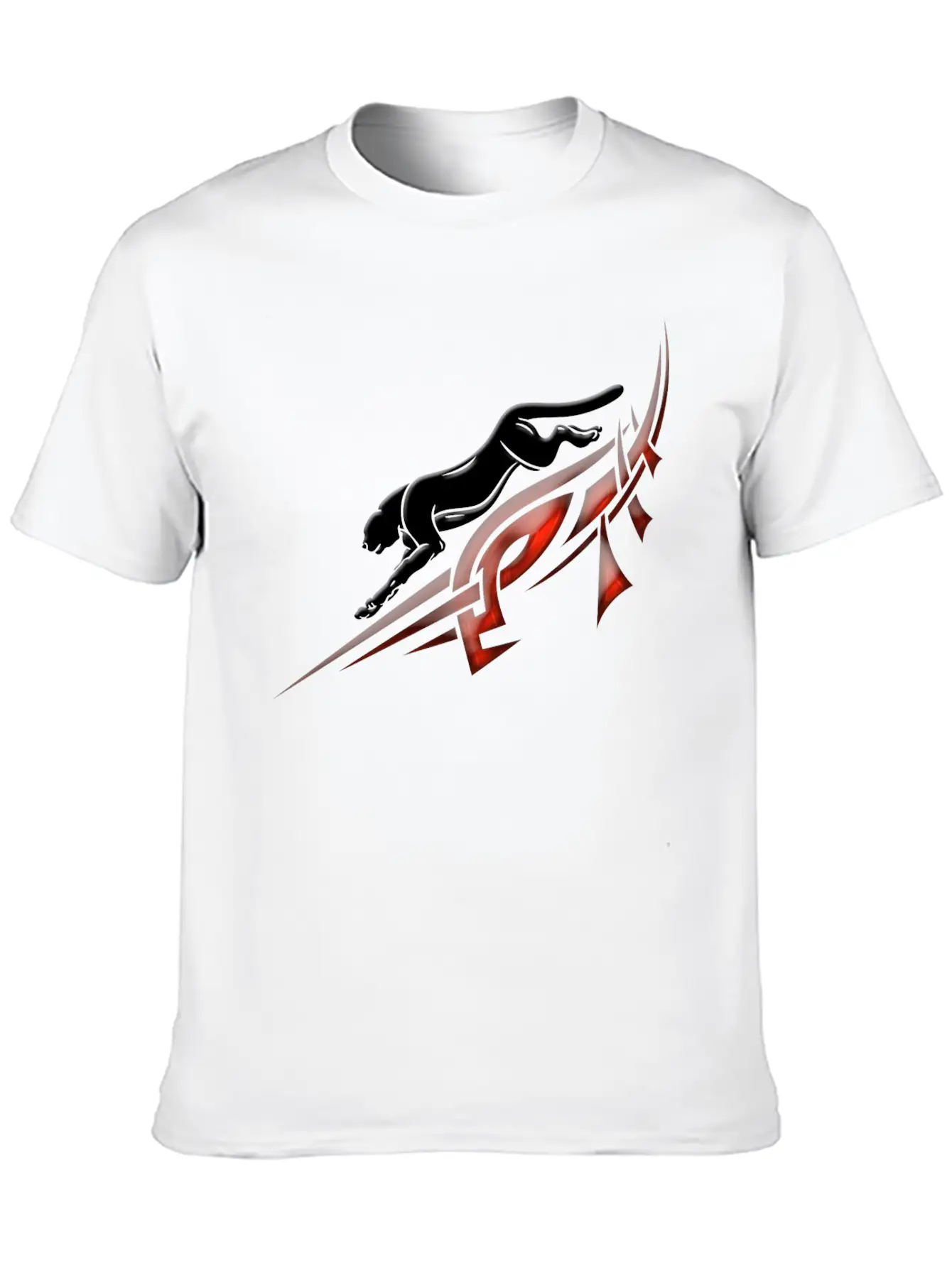 Black Panther With Red Tribal Tattoo Lightweight Cotton T-Shirt – Daily Comfort Graphic Shirt