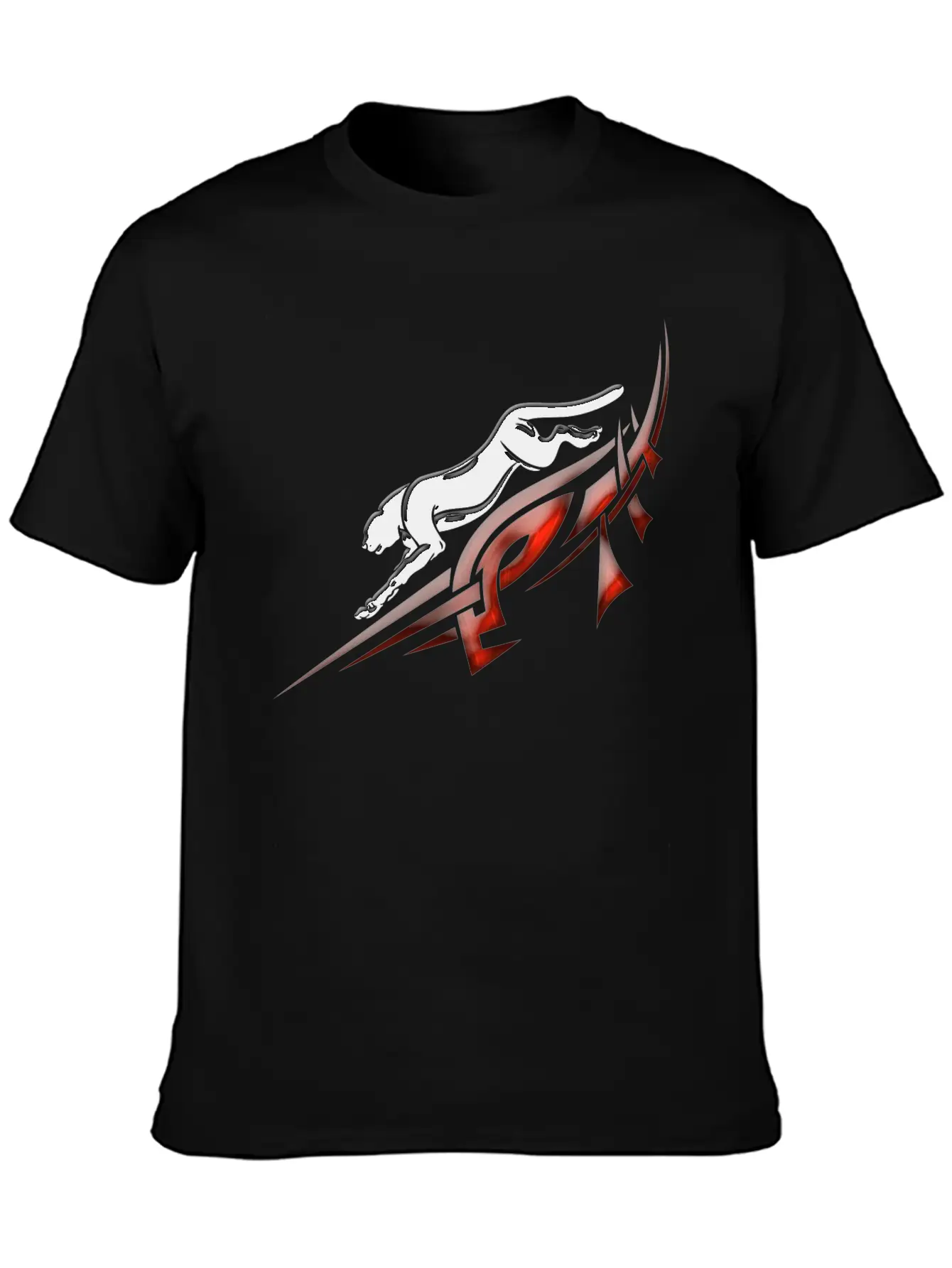 Black Panther With Red Tribal Tattoo Lightweight Cotton T-Shirt – Daily Comfort Graphic Shirt