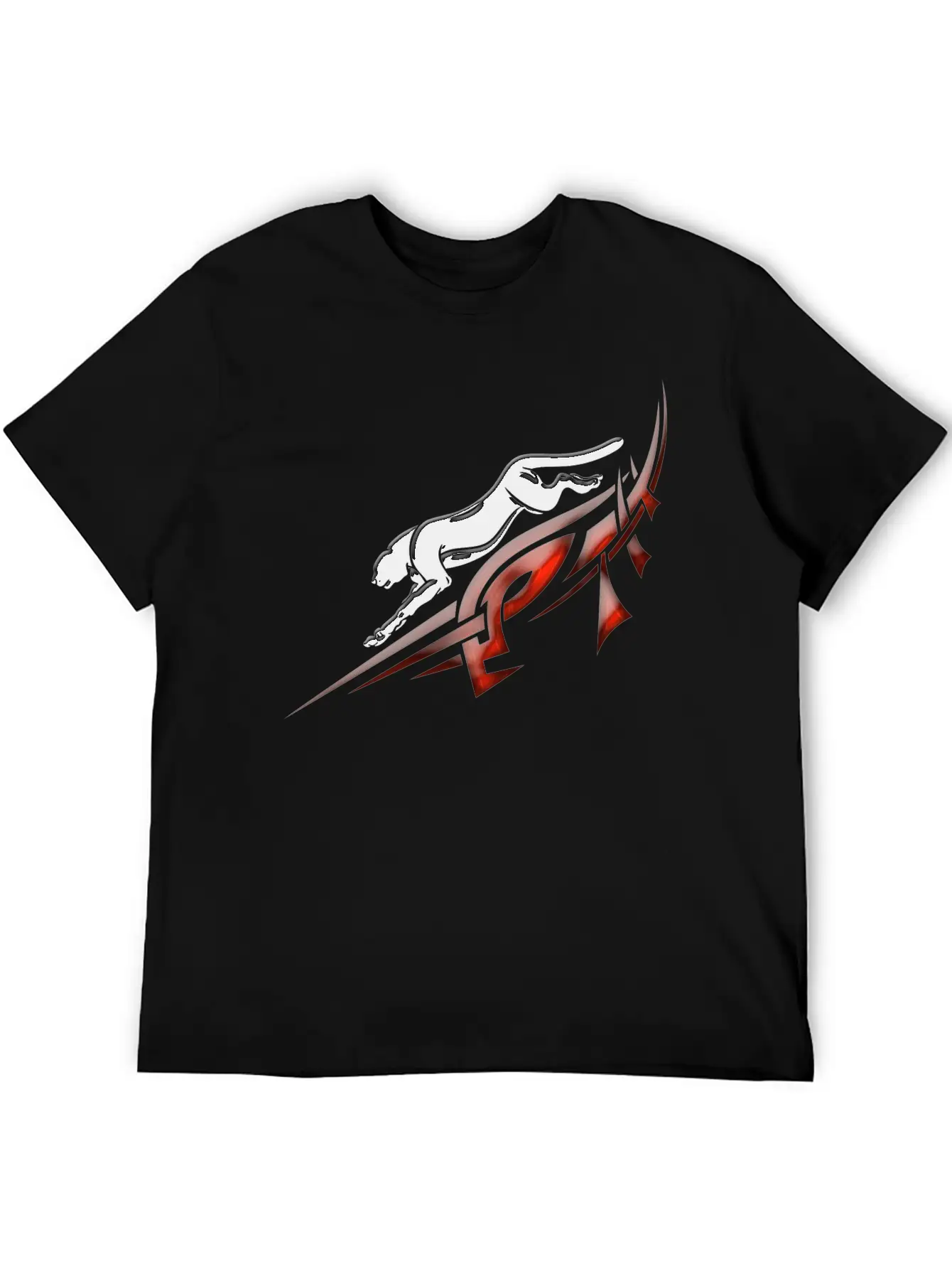 Black Panther With Red Tribal Tattoo Lightweight Cotton T-Shirt – Daily Comfort Graphic Shirt