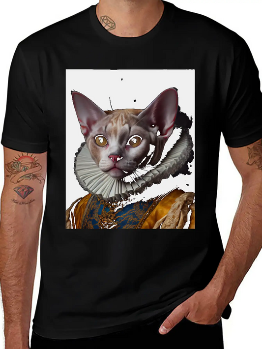 Black Queen Devon Rex Cat Breed Portrait Royal Ren Lightweight Cotton T-Shirt – Daily Comfort Graphic Shirt