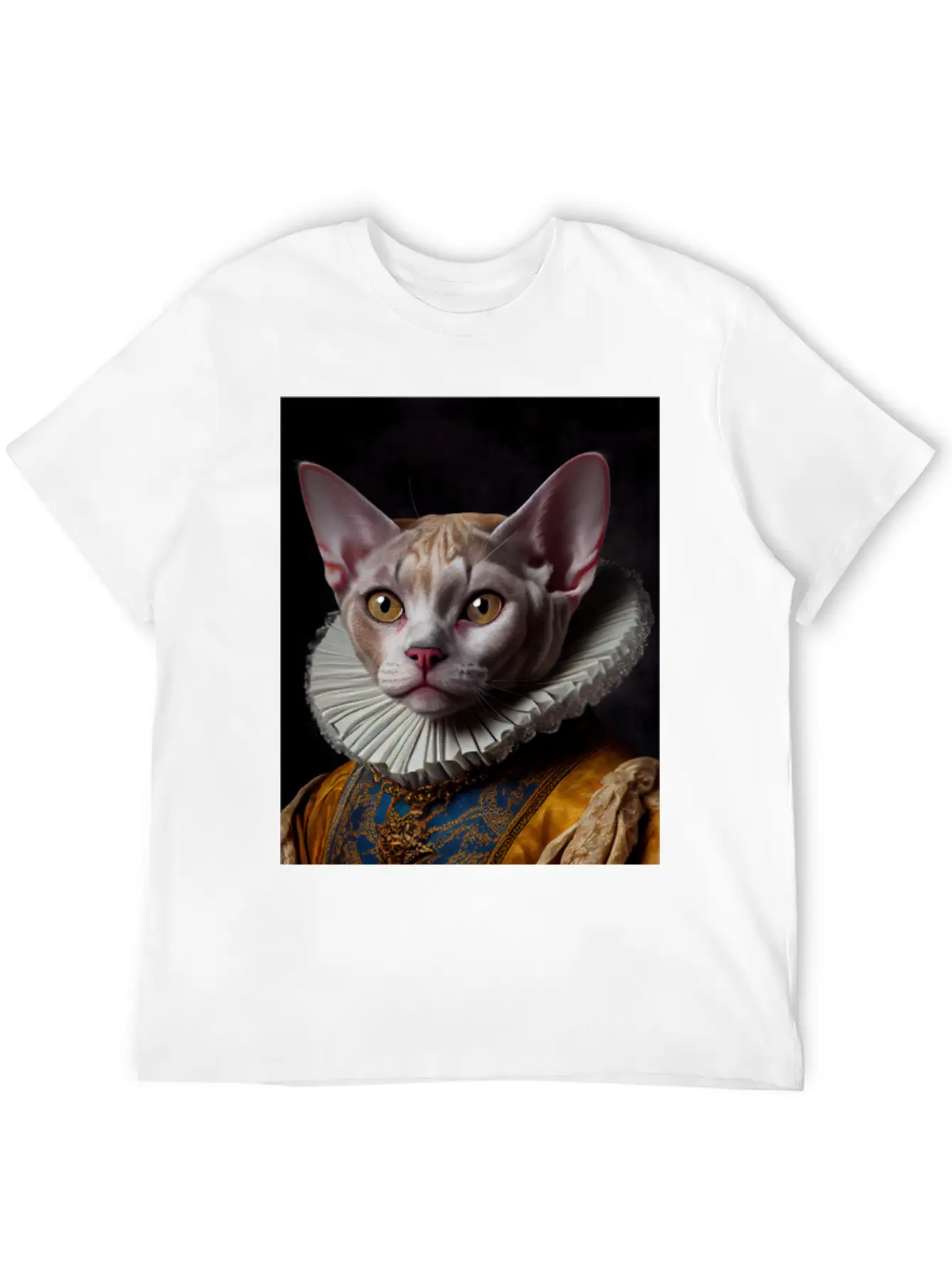 Black Queen Devon Rex Cat Breed Portrait Royal Ren Lightweight Cotton T-Shirt – Daily Comfort Graphic Shirt