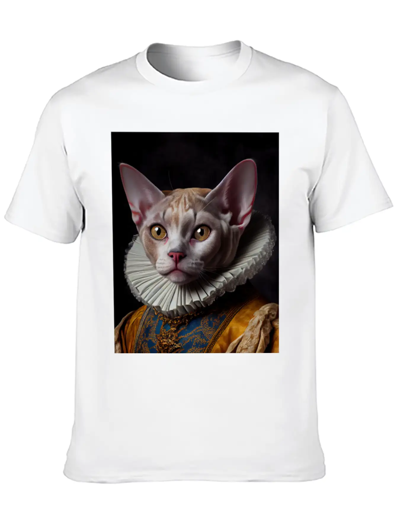 Black Queen Devon Rex Cat Breed Portrait Royal Ren Lightweight Cotton T-Shirt – Daily Comfort Graphic Shirt