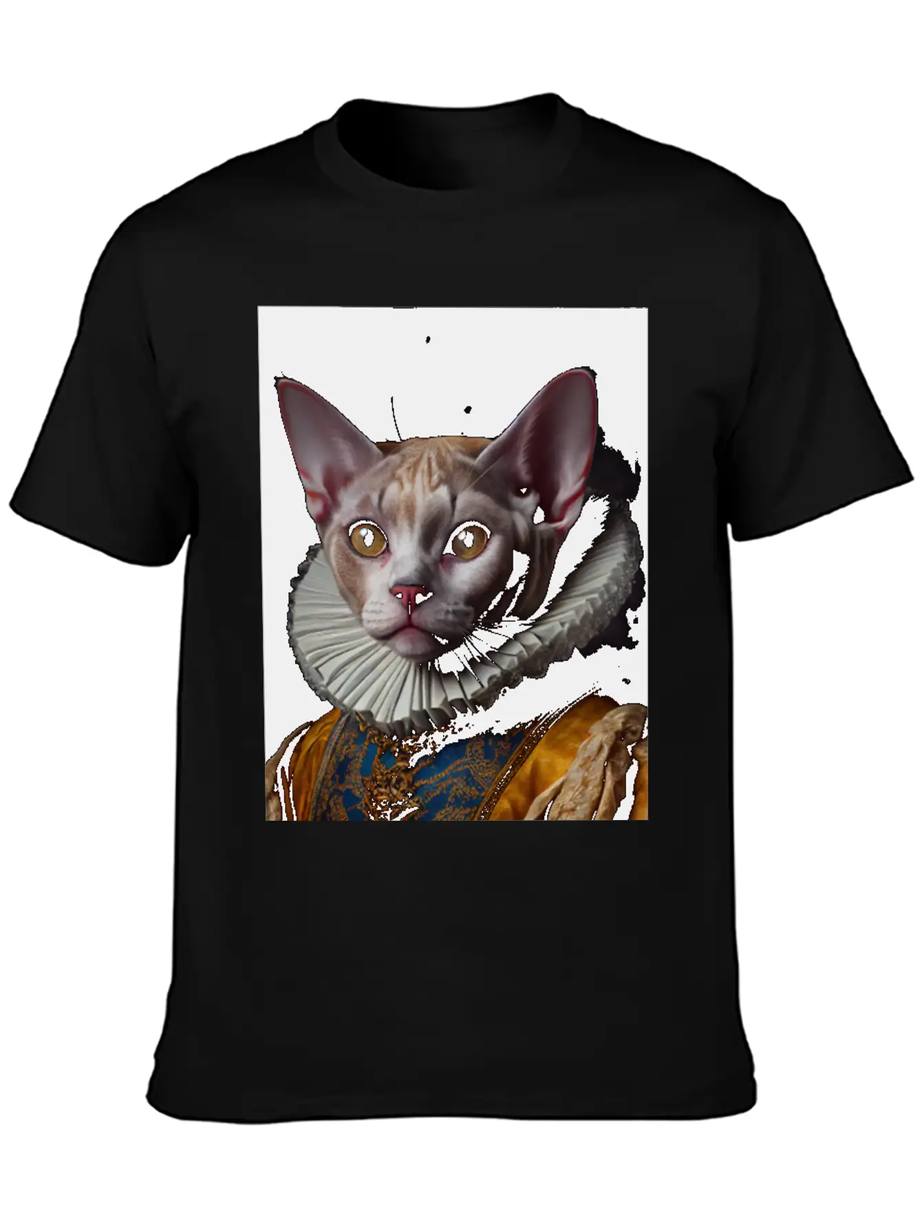 Black Queen Devon Rex Cat Breed Portrait Royal Ren Lightweight Cotton T-Shirt – Daily Comfort Graphic Shirt