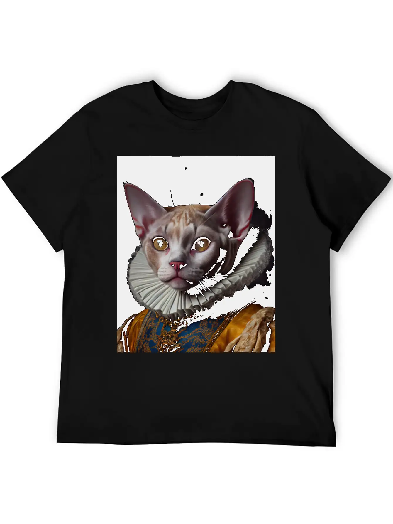 Black Queen Devon Rex Cat Breed Portrait Royal Ren Lightweight Cotton T-Shirt – Daily Comfort Graphic Shirt