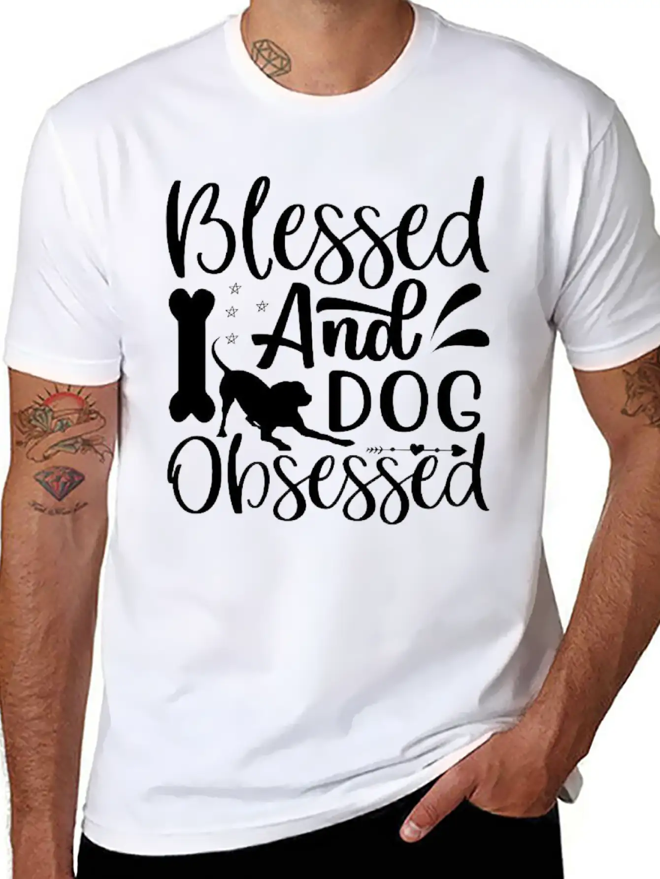 Blessed And Dog Obsessed-Dog-Dog Lover-Dogs Lightweight Cotton T-Shirt – Daily Comfort Graphic Shirt