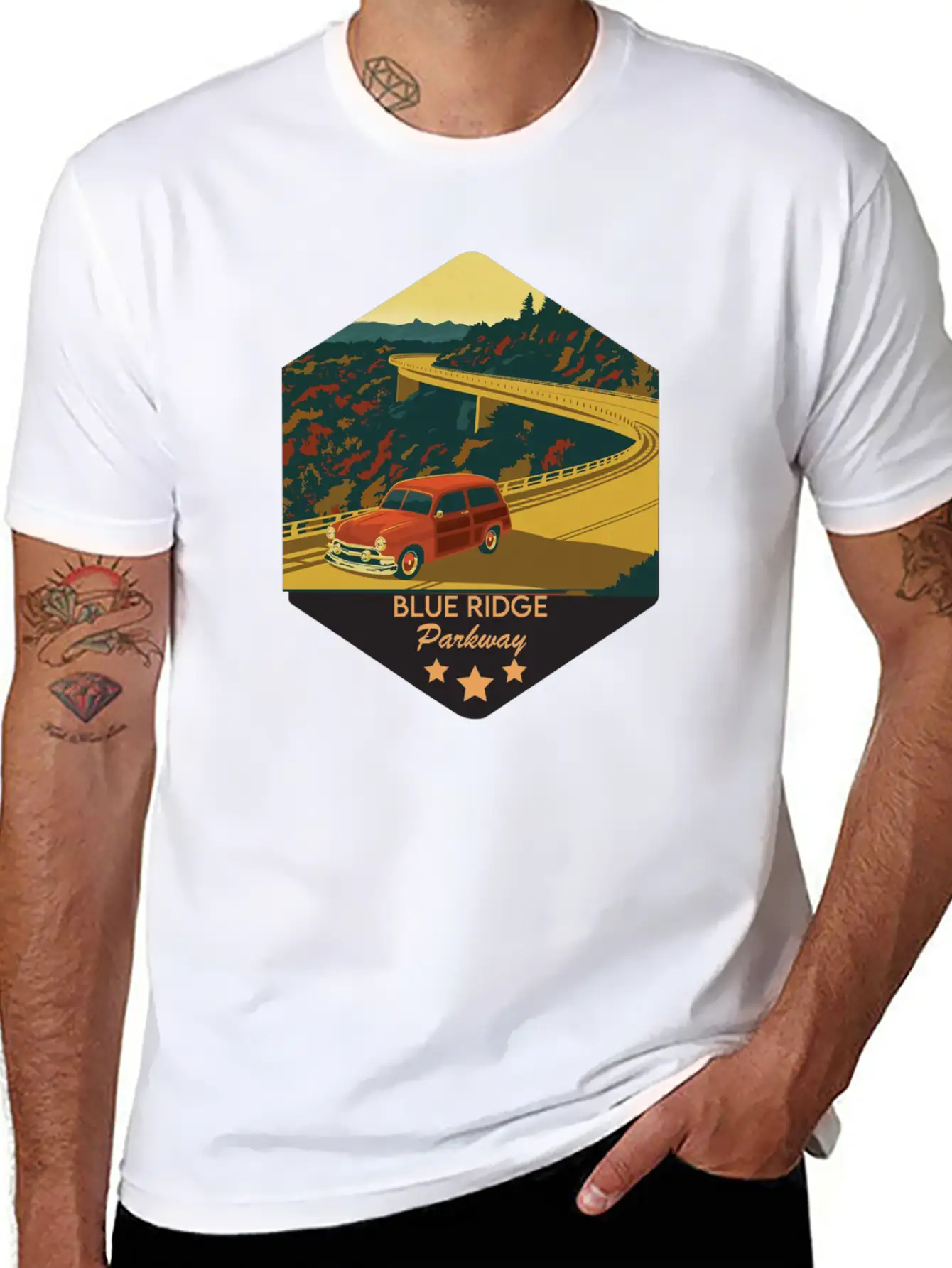Blue Ridge Parkway Lightweight Cotton T-Shirt – Daily Comfort Graphic Shirt
