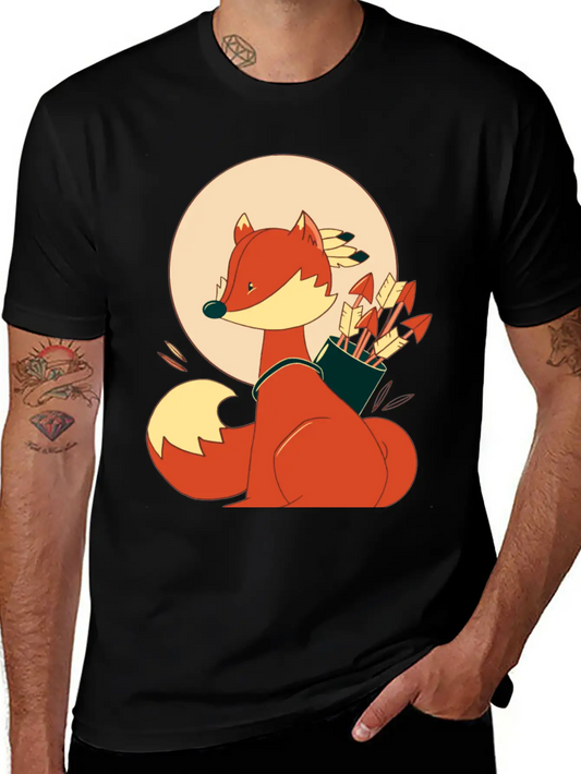 Boho Fox With Arrows And Feathers Lightweight Cotton T-Shirt – Daily Comfort Graphic Shirt