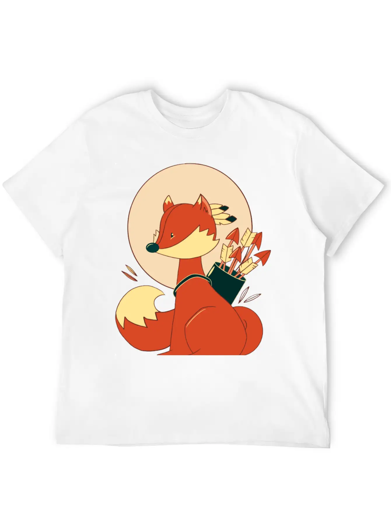 Boho Fox With Arrows And Feathers Lightweight Cotton T-Shirt – Daily Comfort Graphic Shirt