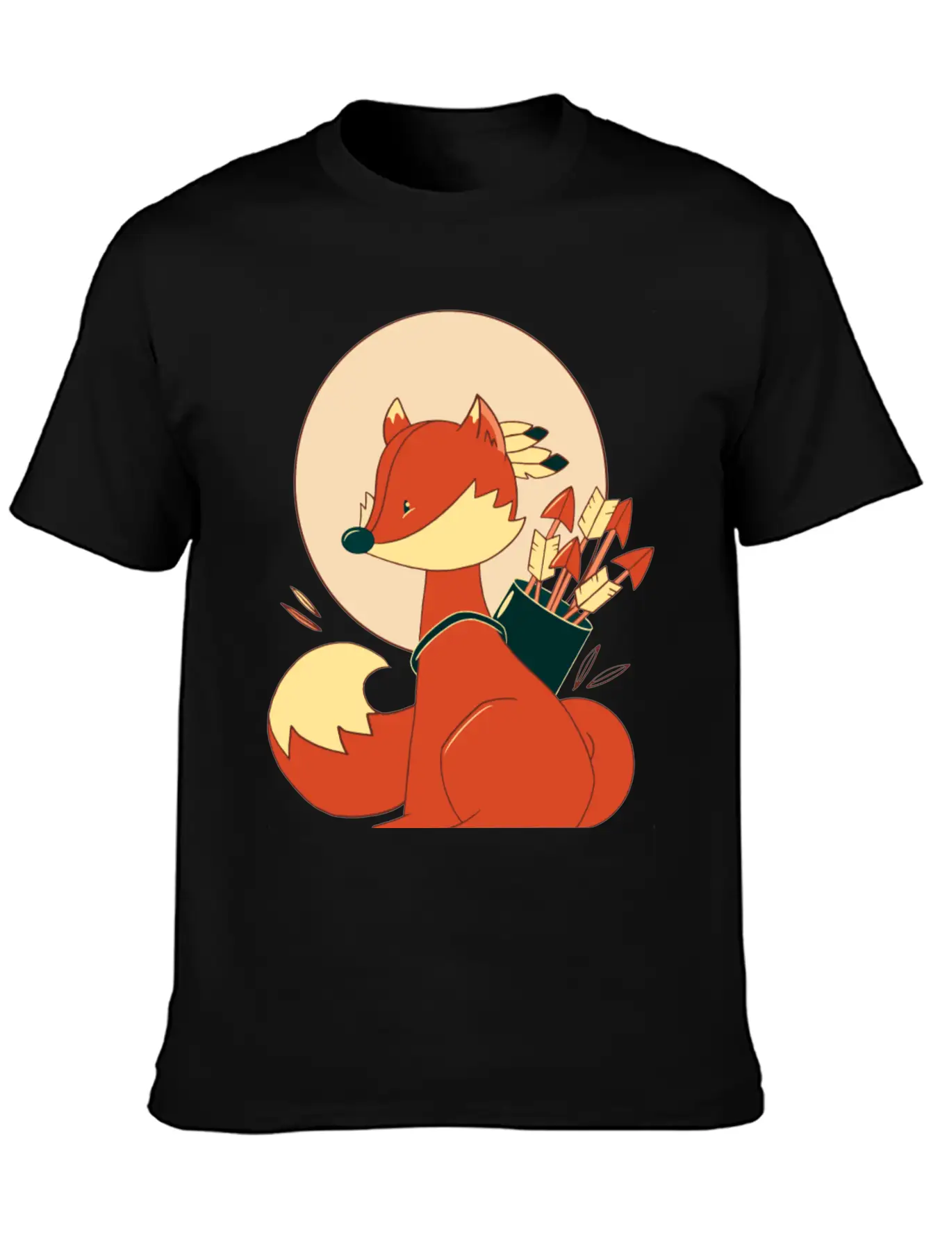 Boho Fox With Arrows And Feathers Lightweight Cotton T-Shirt – Daily Comfort Graphic Shirt