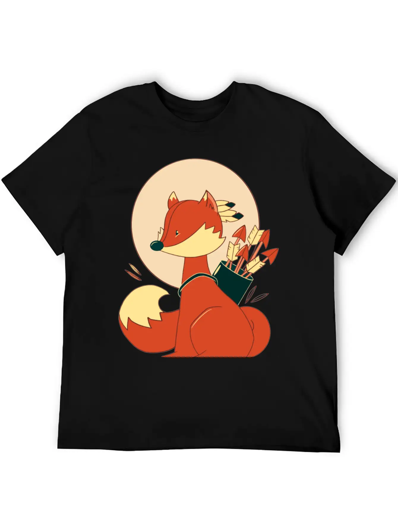 Boho Fox With Arrows And Feathers Lightweight Cotton T-Shirt – Daily Comfort Graphic Shirt
