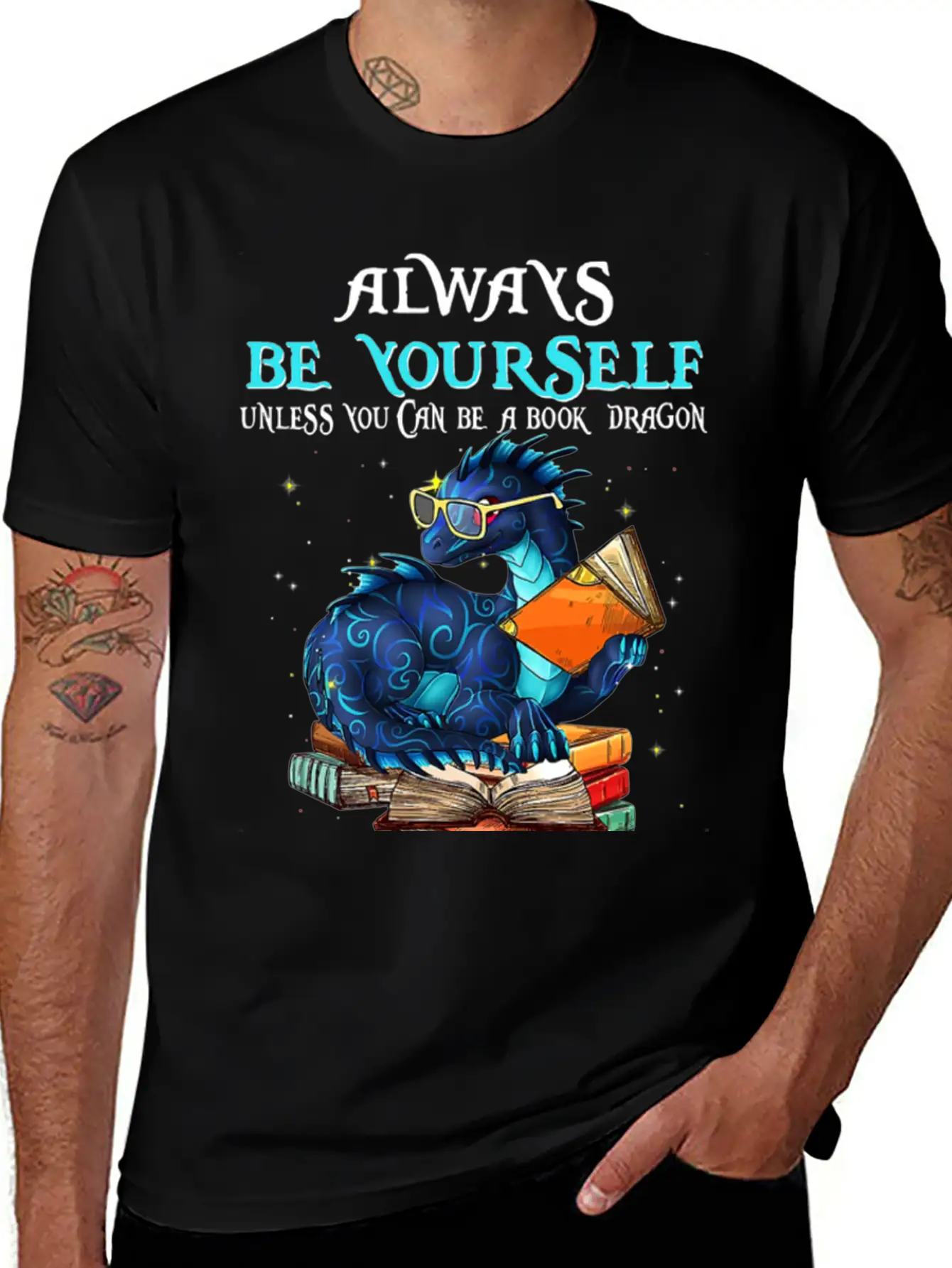 Book Dragon Always Book Dragon Book Lightweight Cotton T-Shirt – Daily Comfort Graphic Shirt