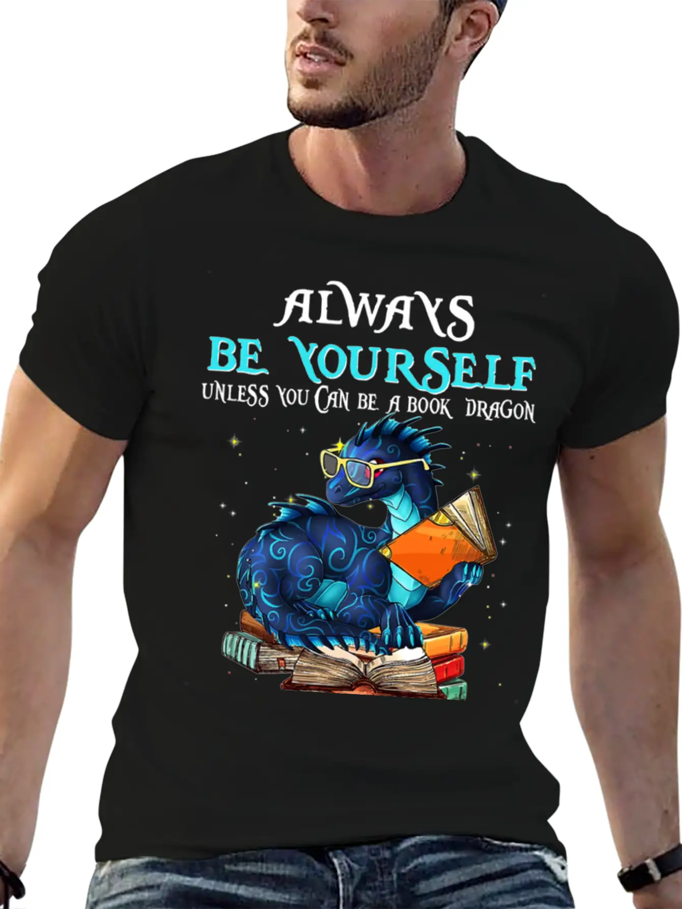 Book Dragon Always Book Dragon Book Lightweight Cotton T-Shirt – Daily Comfort Graphic Shirt