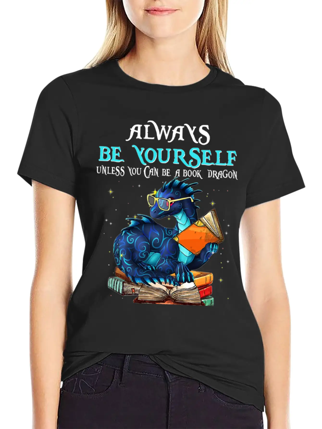 Book Dragon Always Book Dragon Book Lightweight Cotton T-Shirt – Daily Comfort Graphic Shirt